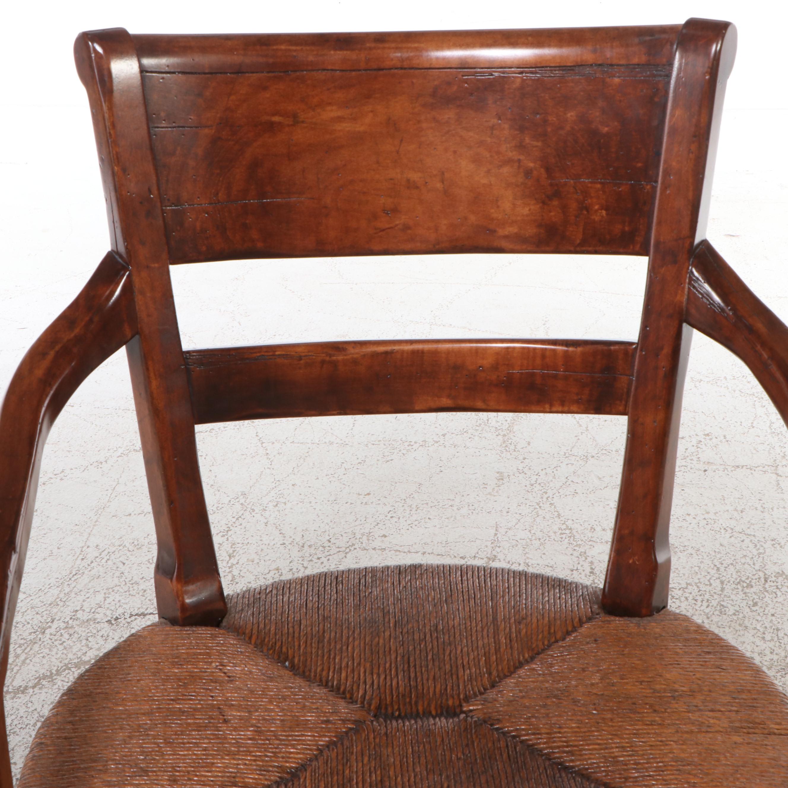 Traditional Style Armchair with Woven Rush Seat