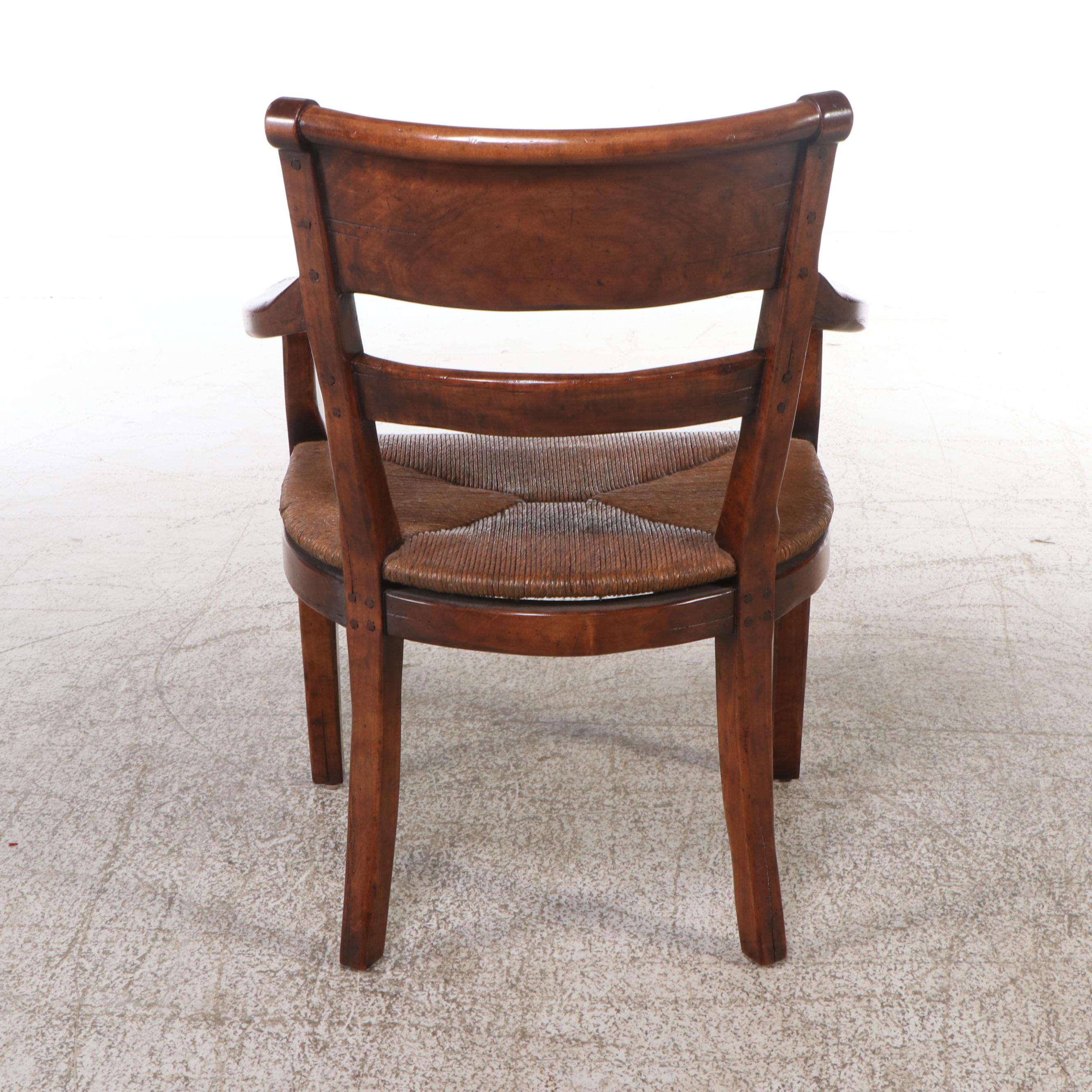Traditional Style Armchair with Woven Rush Seat