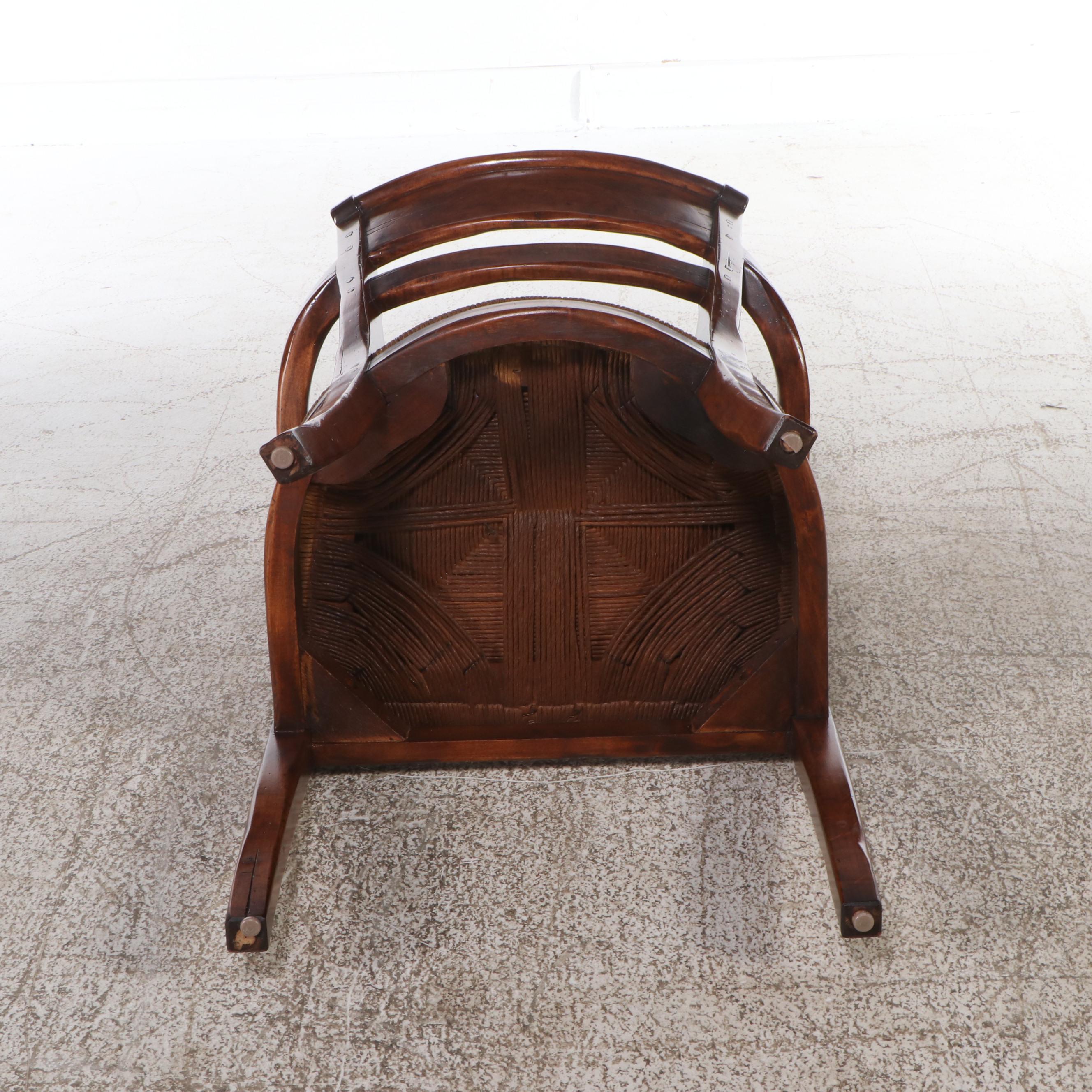 Traditional Style Armchair with Woven Rush Seat