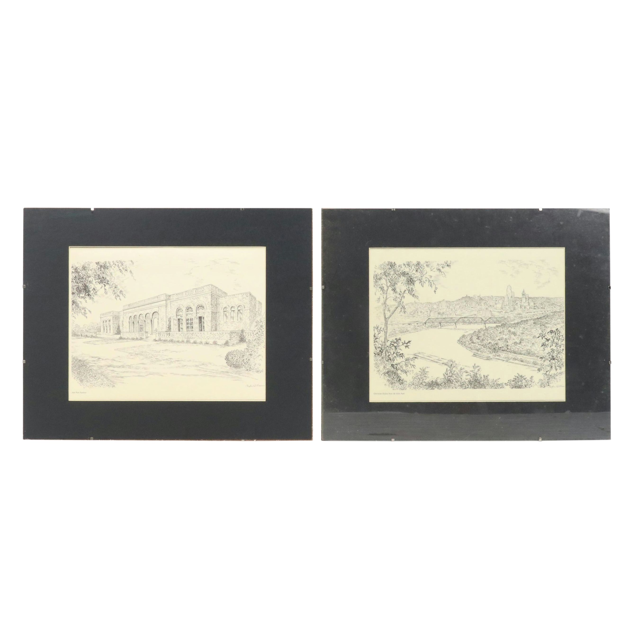 After Caroline Williams Lithographs of Cincinnati Scenes