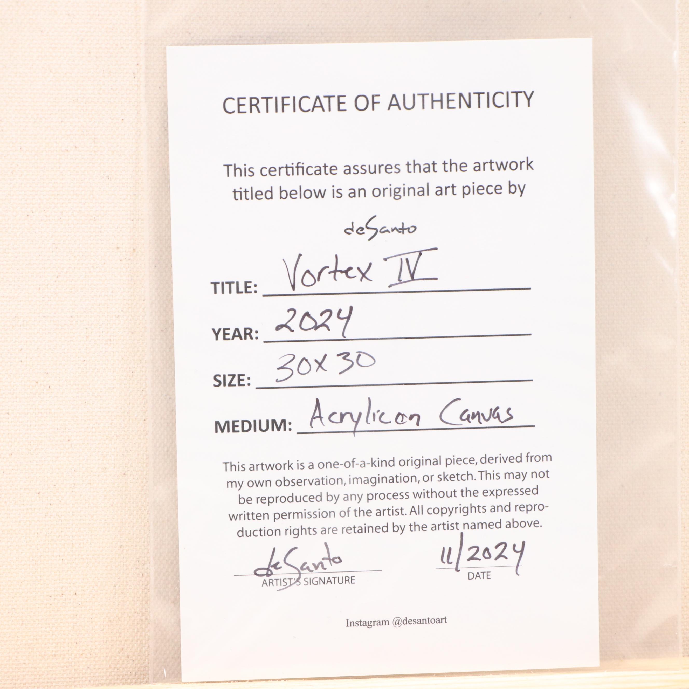 deSanto Stylized Op Art Acrylic Painting "Vortex IV," 2024