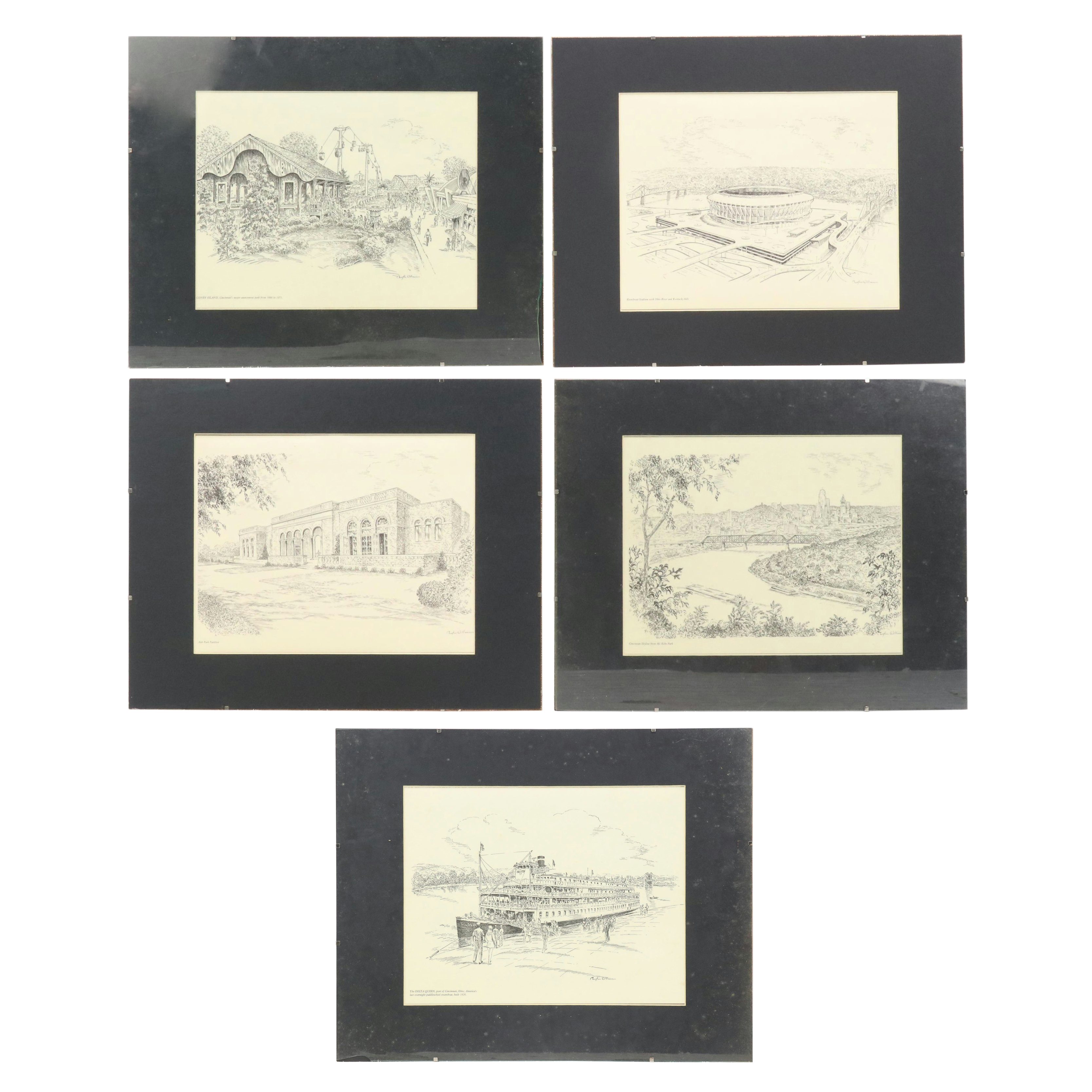 After Caroline Williams Lithographs of Cincinnati Scenes