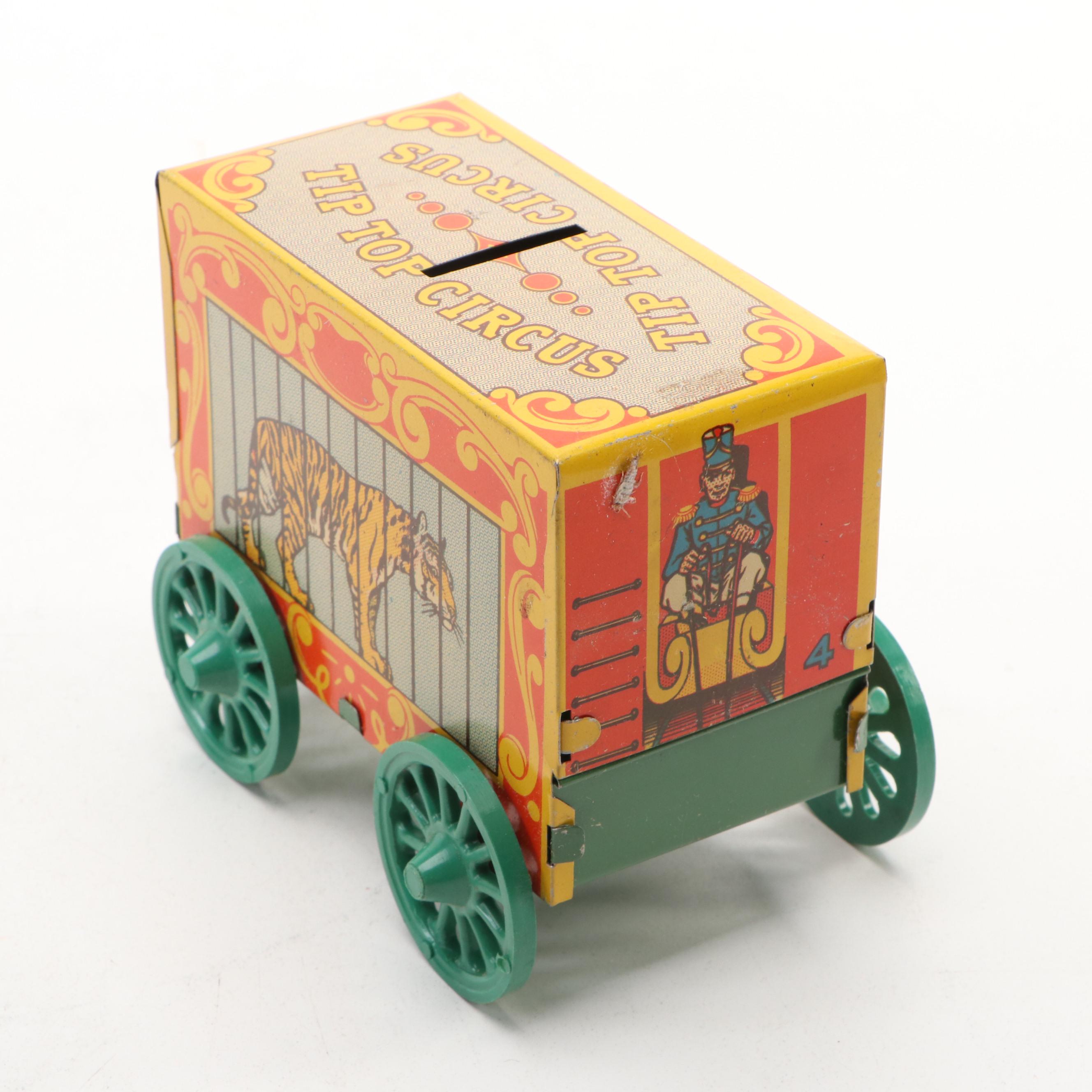 U.S. Metal Toy Mfg. Co. Circus Wagon Bank, Mid-20th Century