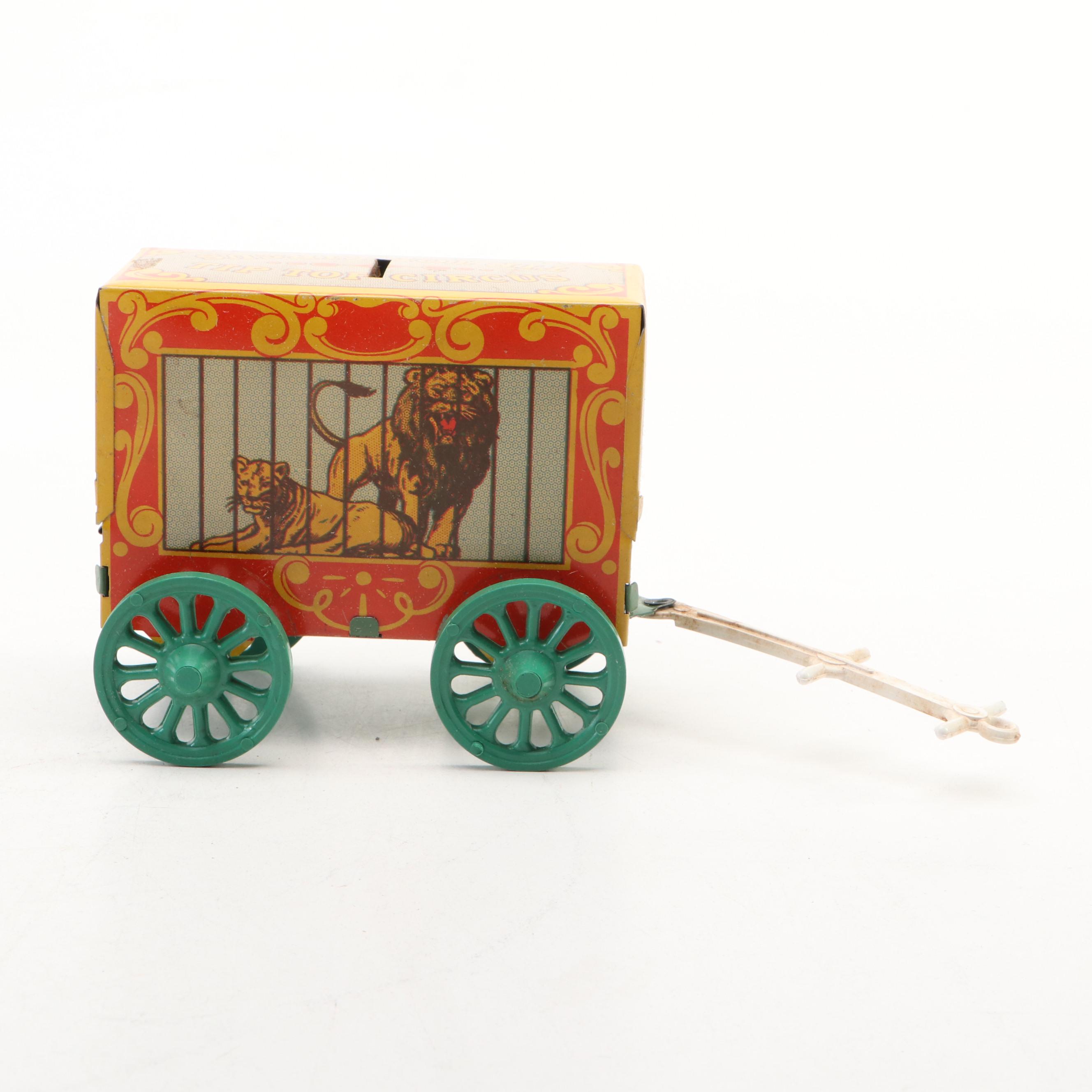 U.S. Metal Toy Mfg. Co. Circus Wagon Bank, Mid-20th Century