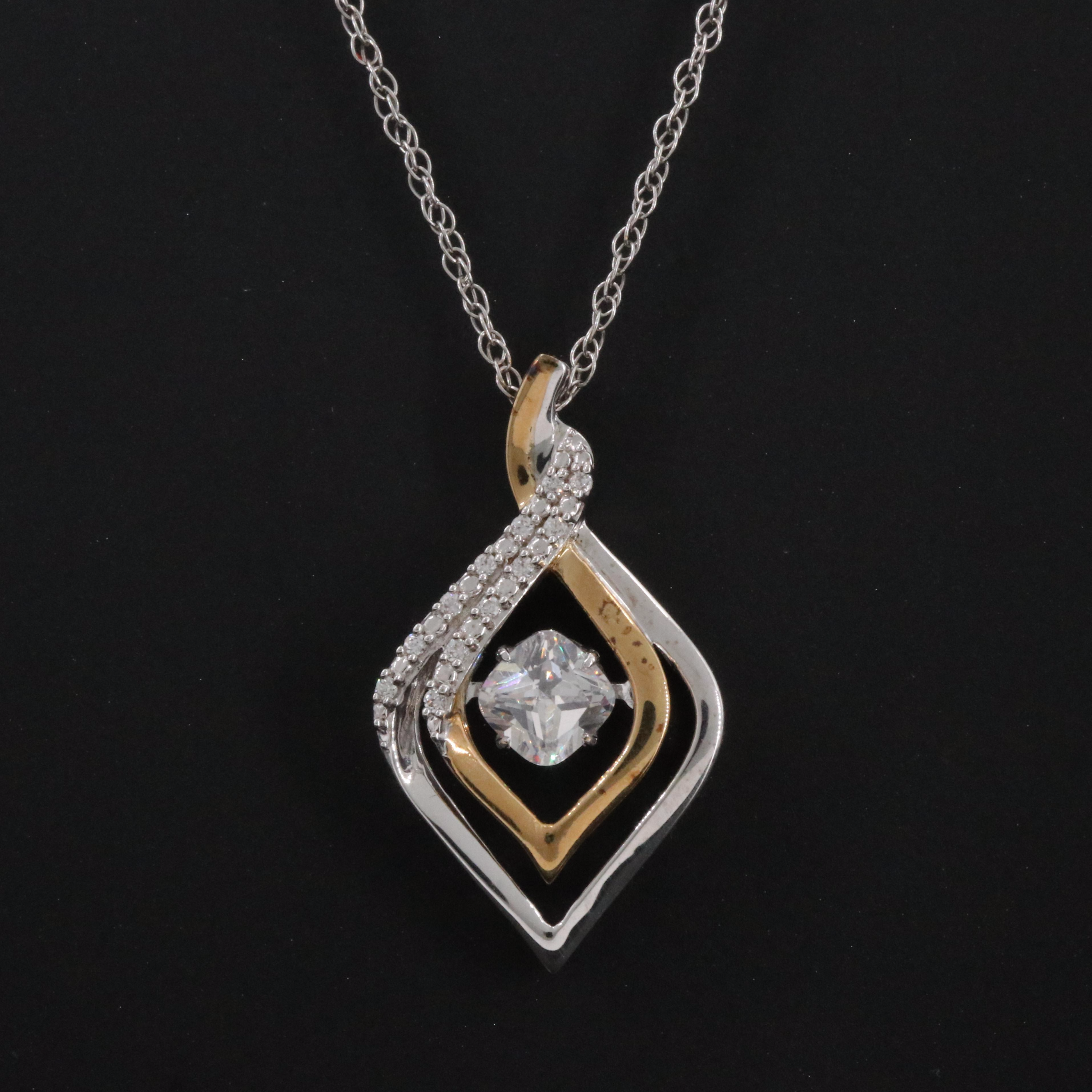 Sterling CZ Trembler Pendant Necklace