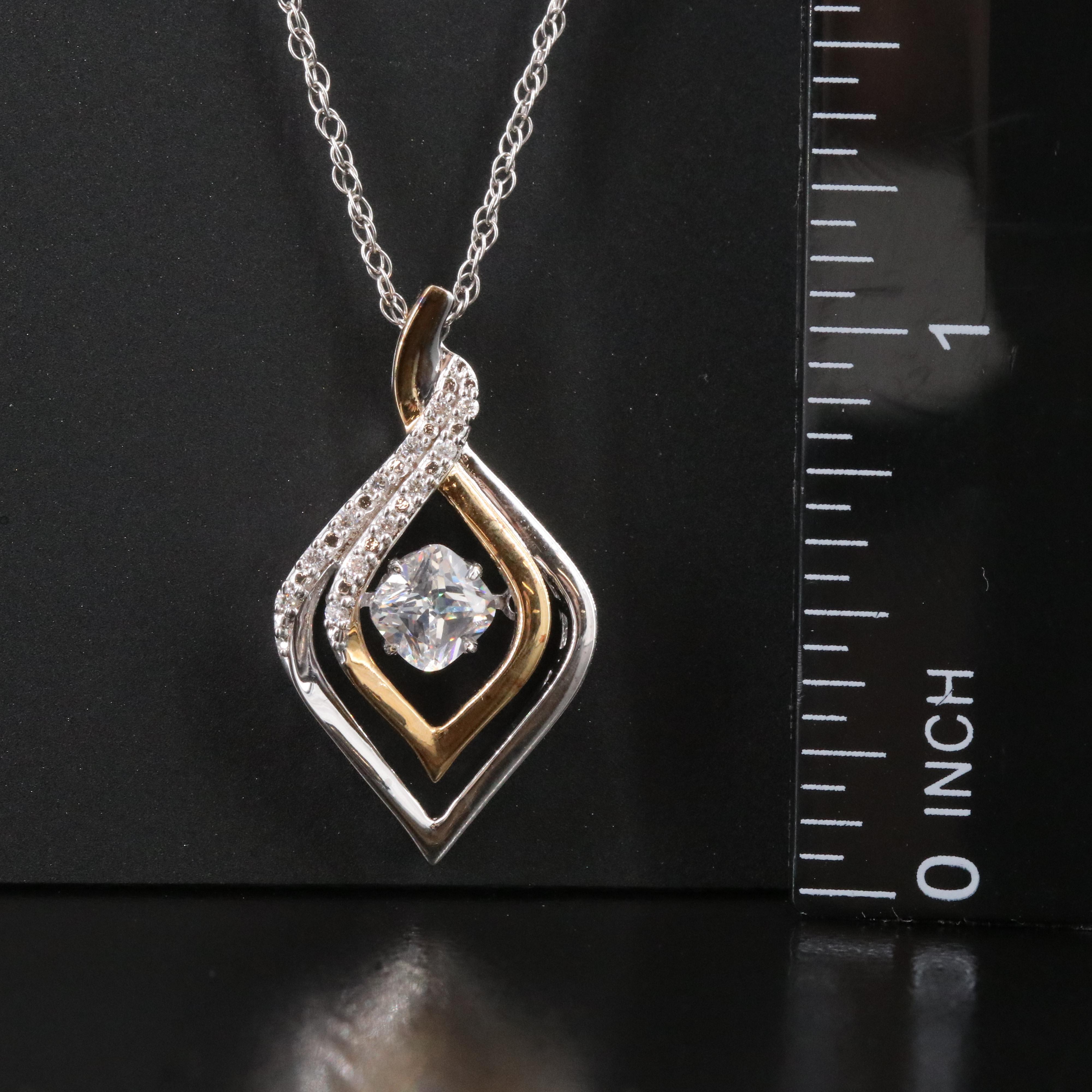 Sterling CZ Trembler Pendant Necklace