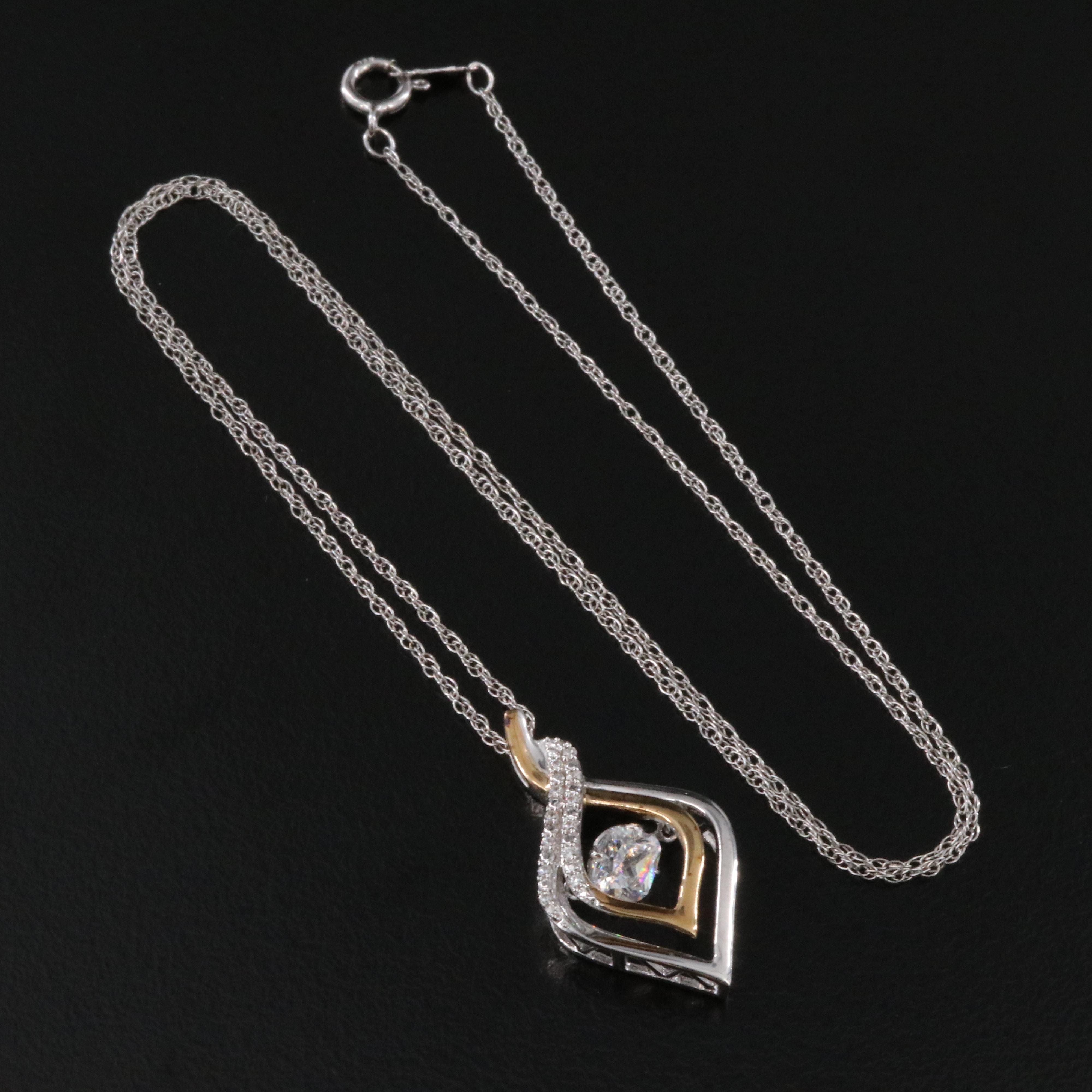 Sterling CZ Trembler Pendant Necklace