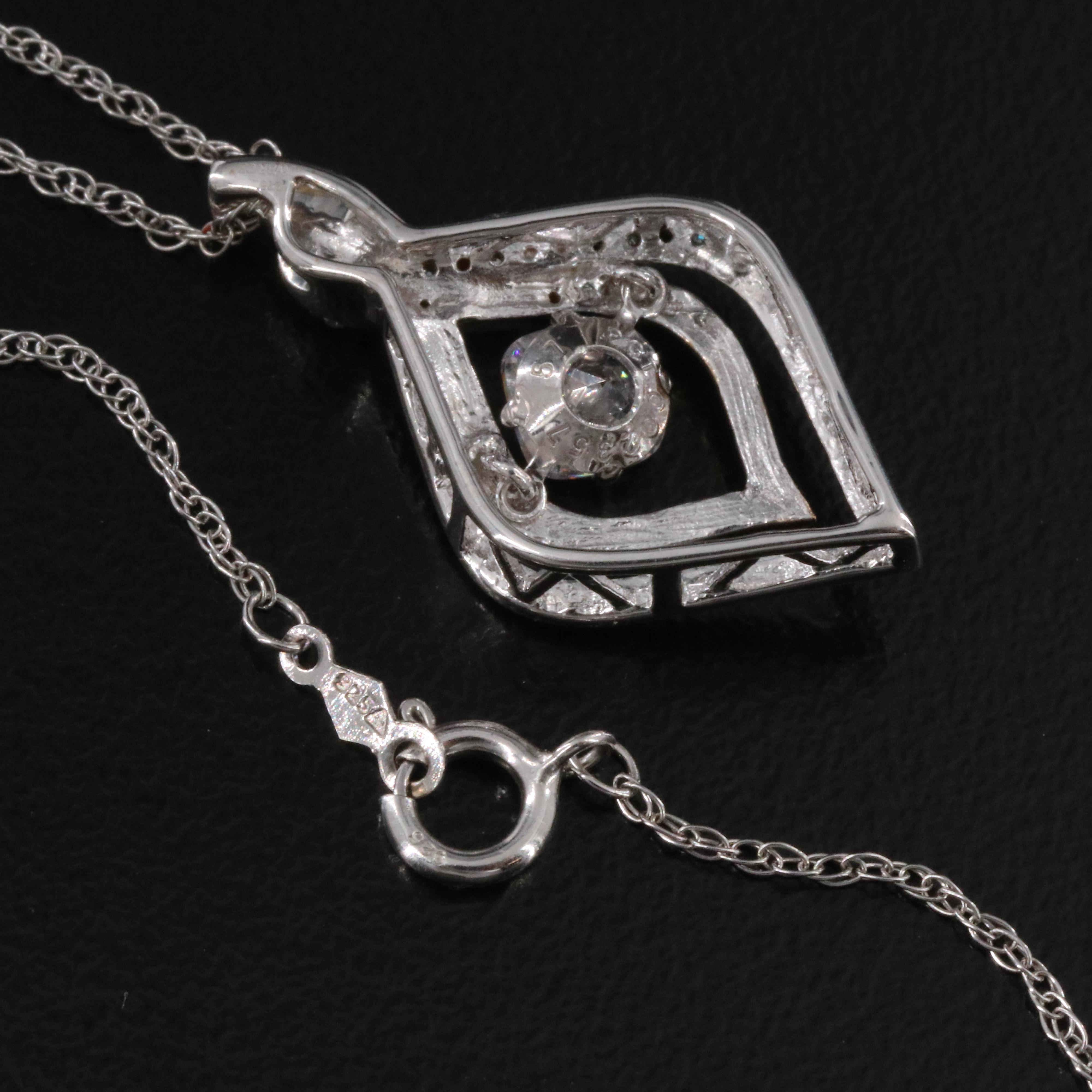 Sterling CZ Trembler Pendant Necklace