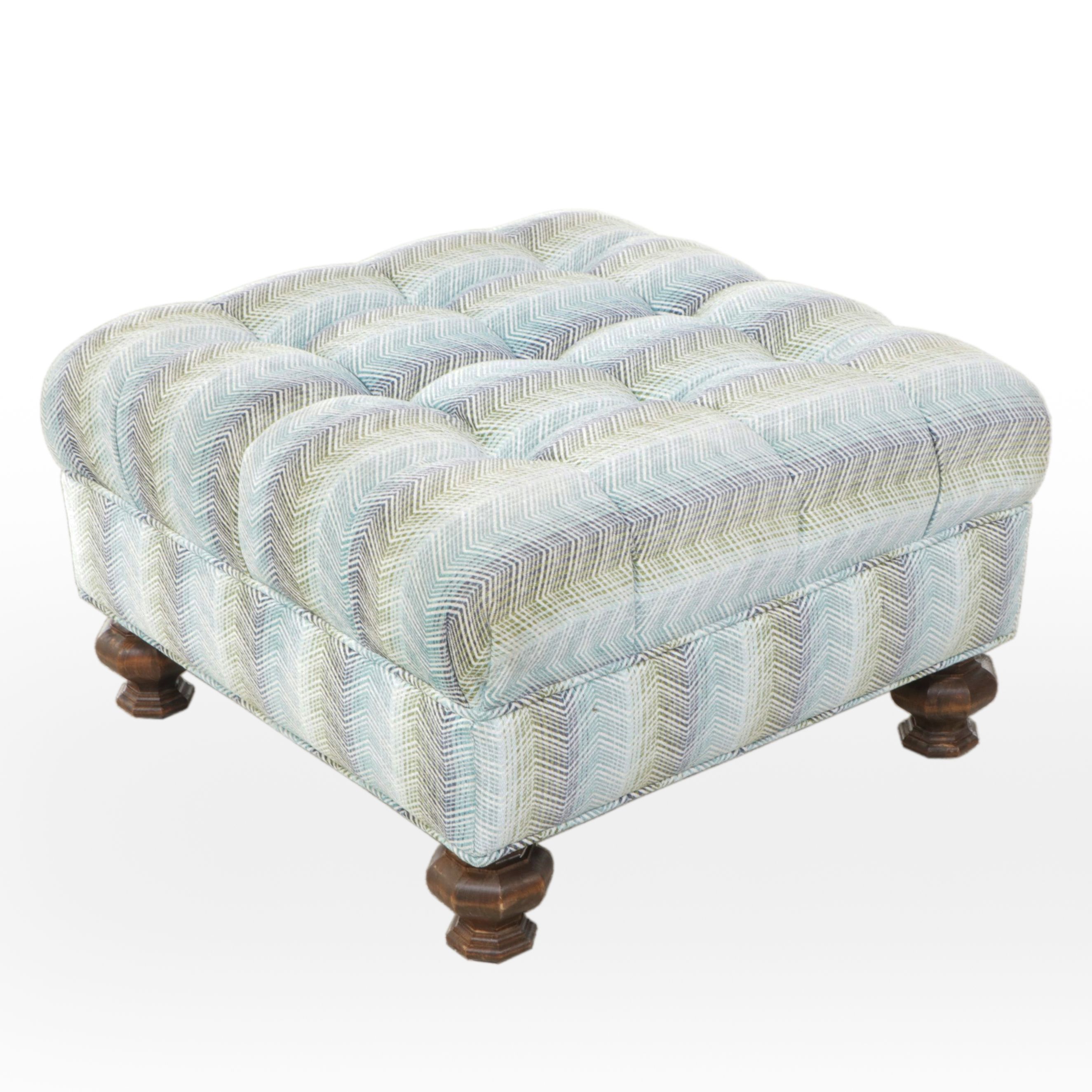 Tufted Chevron Upholstered Ottoman