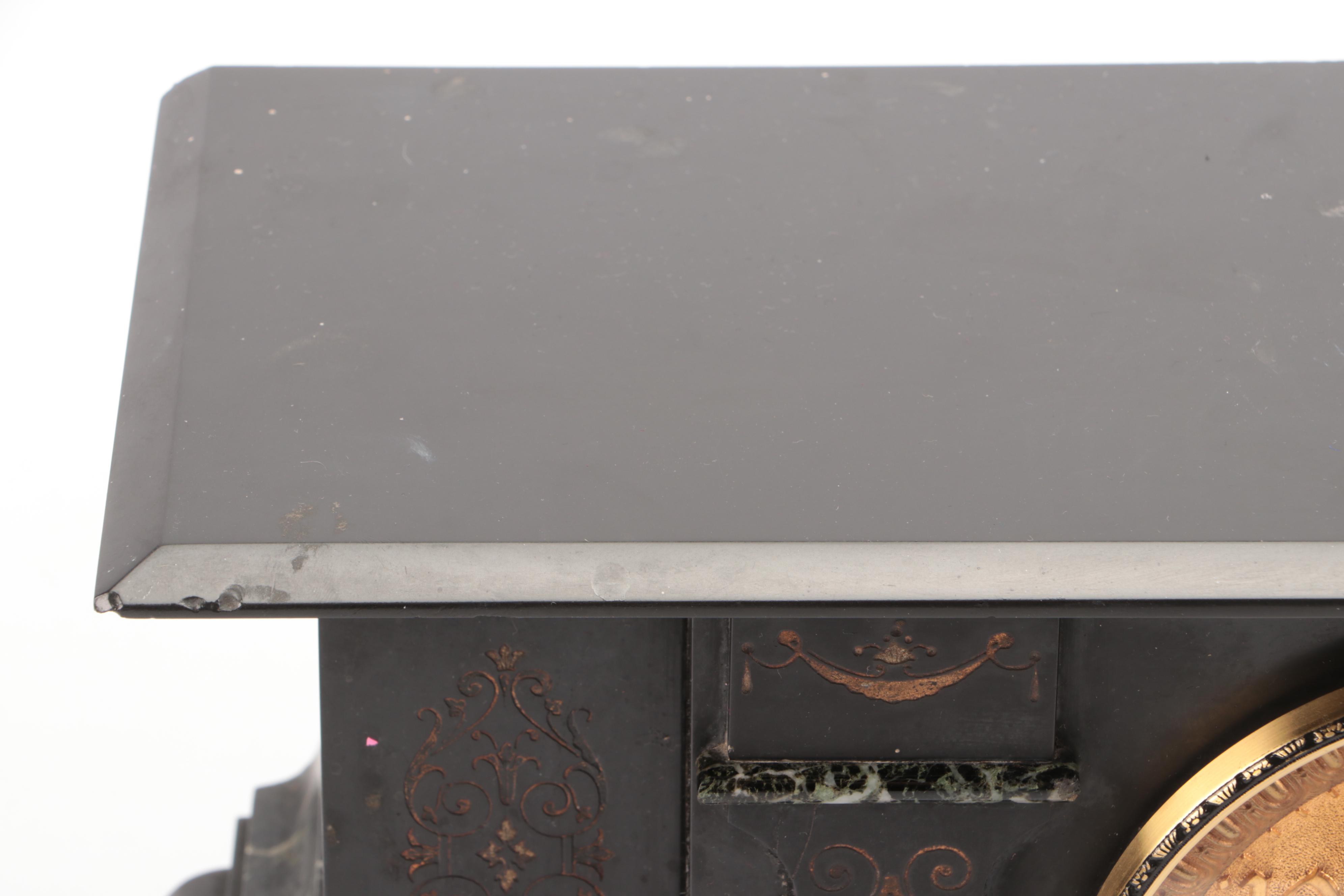 Ansonia Black Marble Mantel Clock