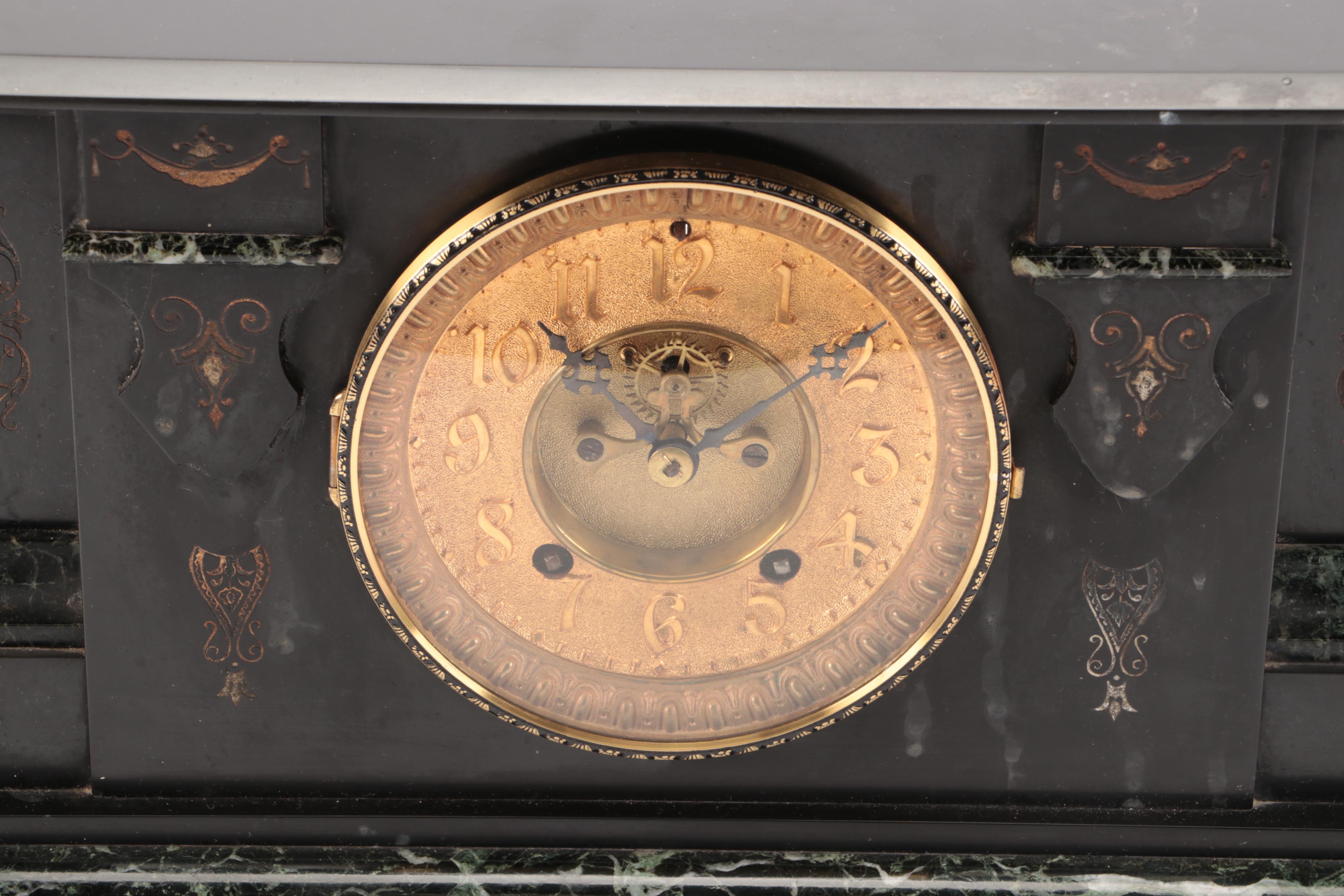 Ansonia Black Marble Mantel Clock