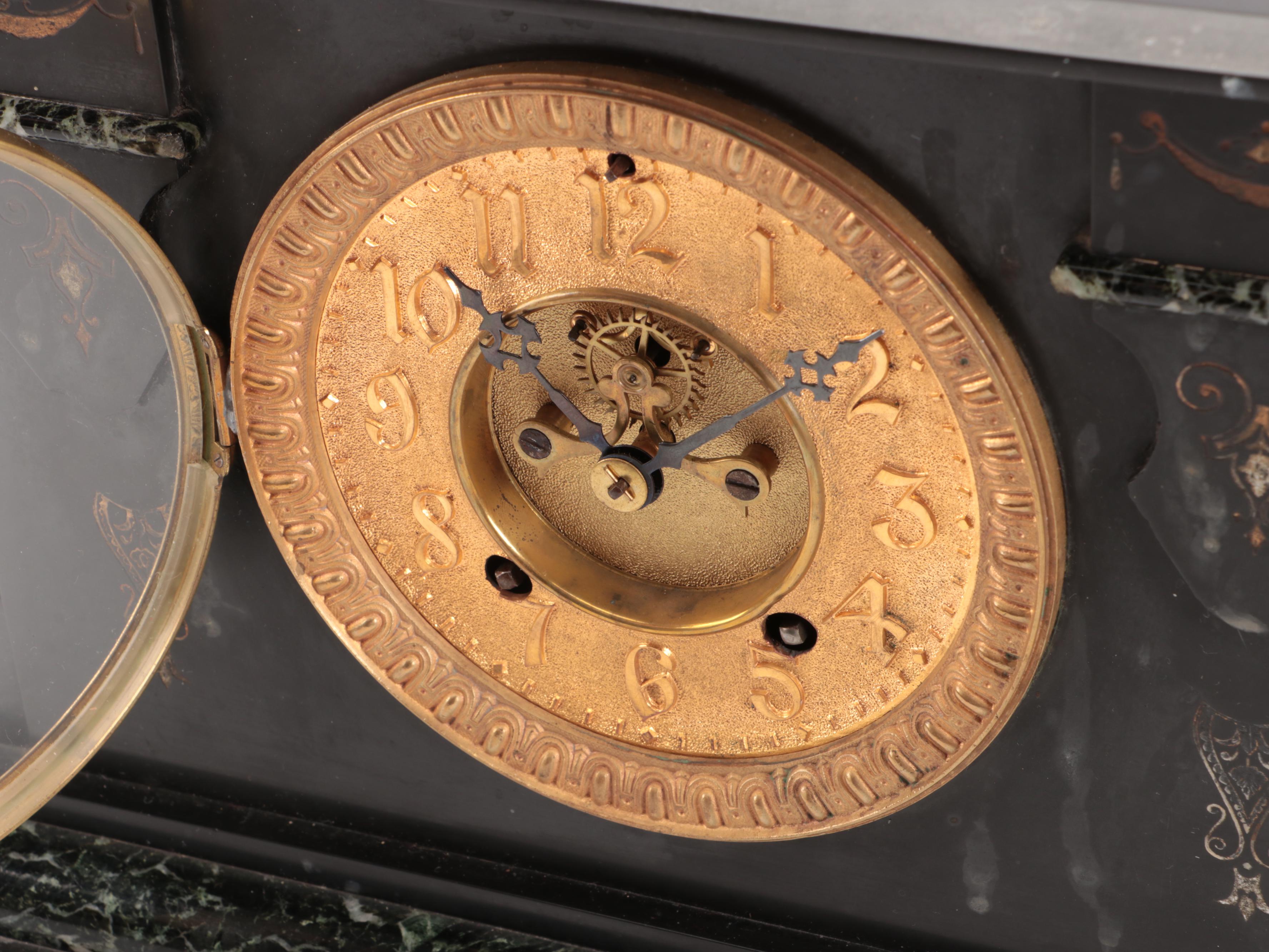 Ansonia Black Marble Mantel Clock