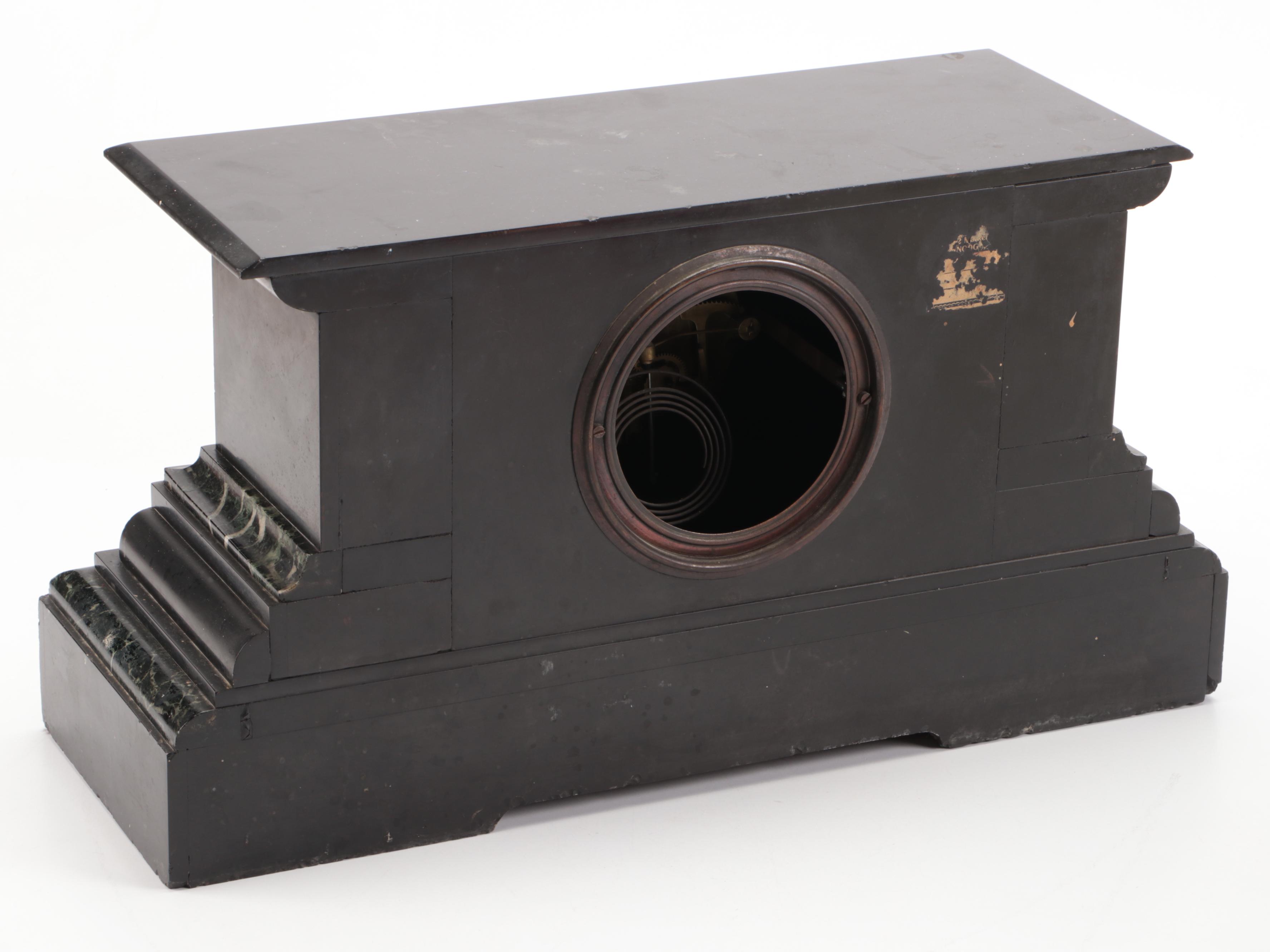 Ansonia Black Marble Mantel Clock