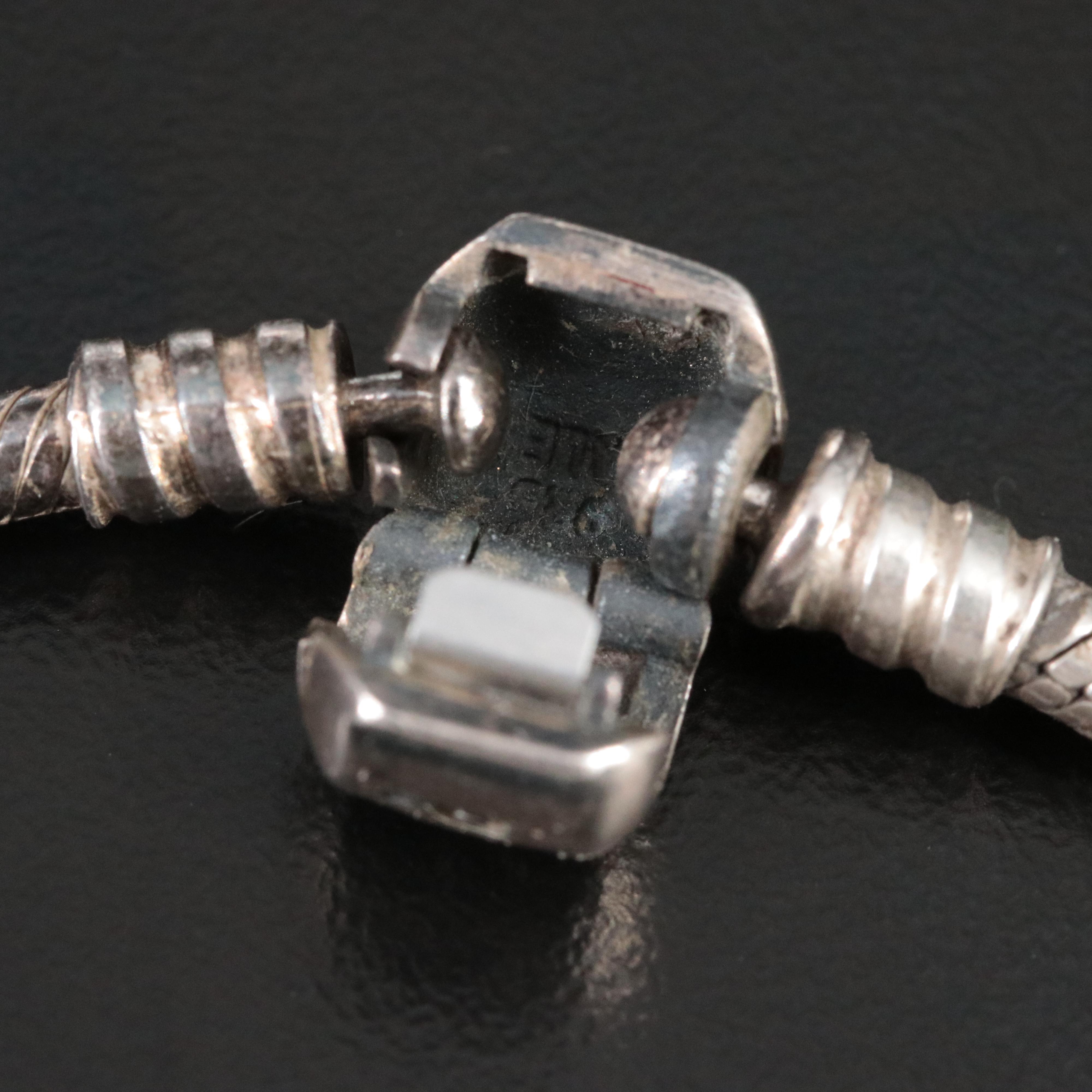 Pandora Sterling Bracelet with Cubic Zirconia and Glass Charms