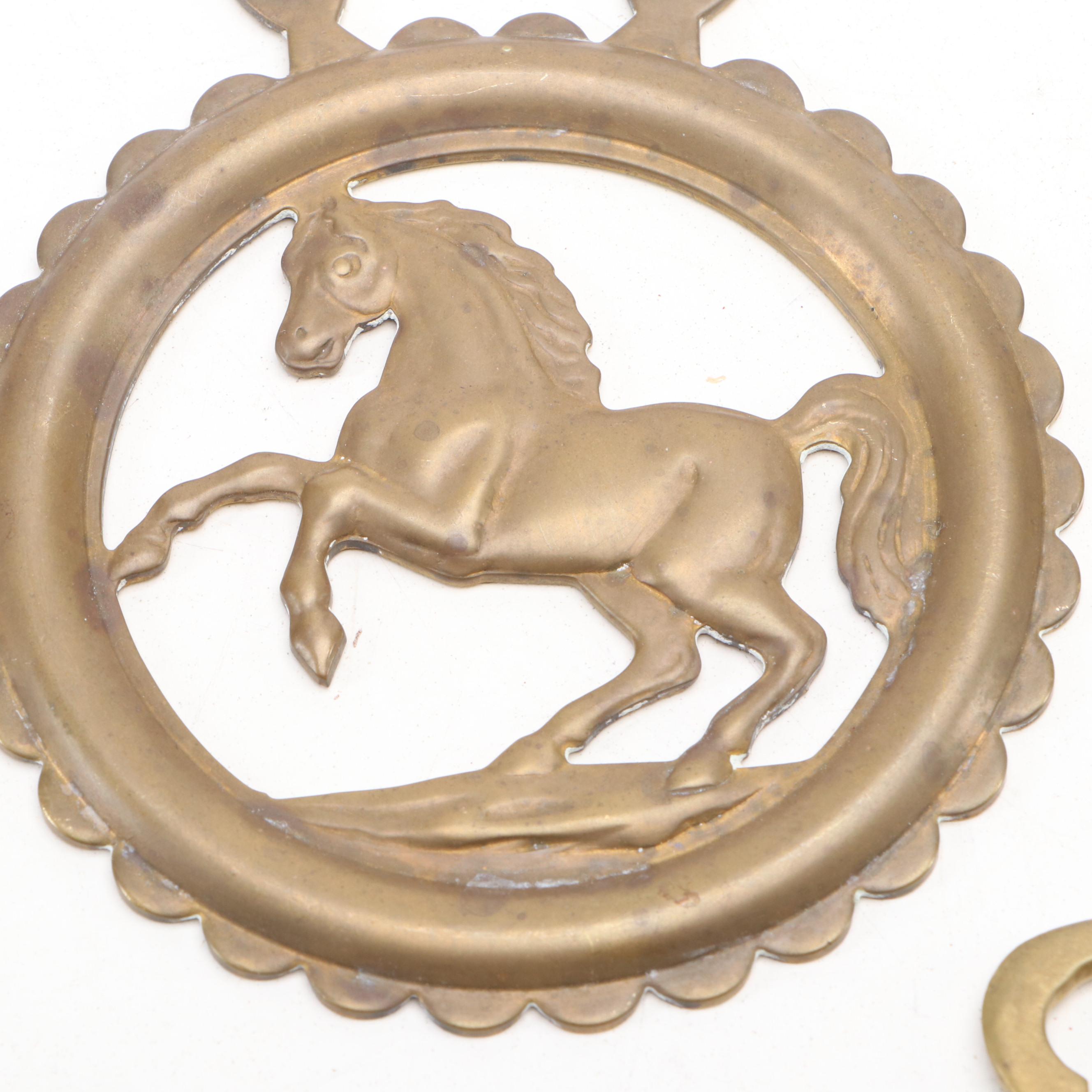 English Style Horse and Rooster Harness Brasses