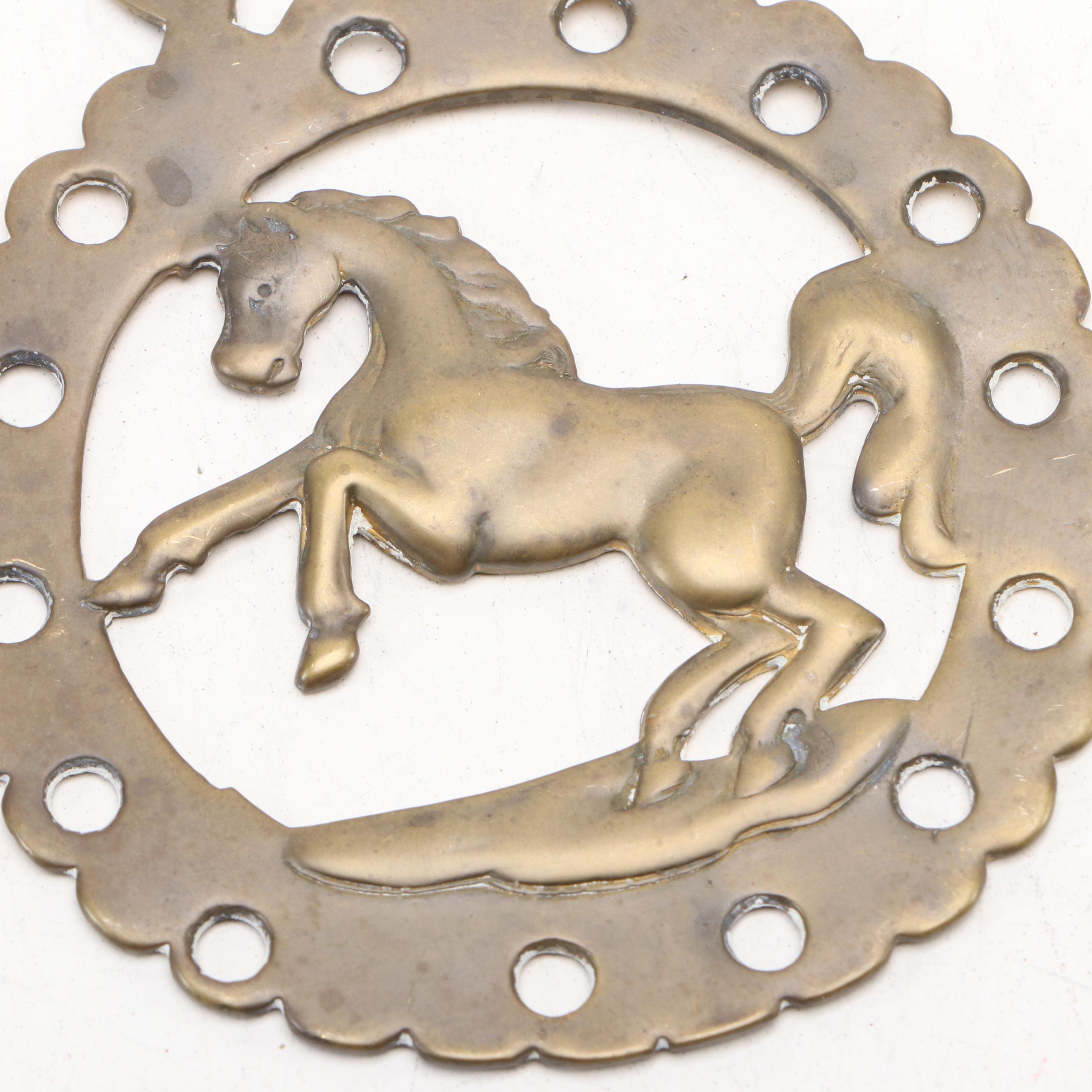 English Style Horse and Rooster Harness Brasses