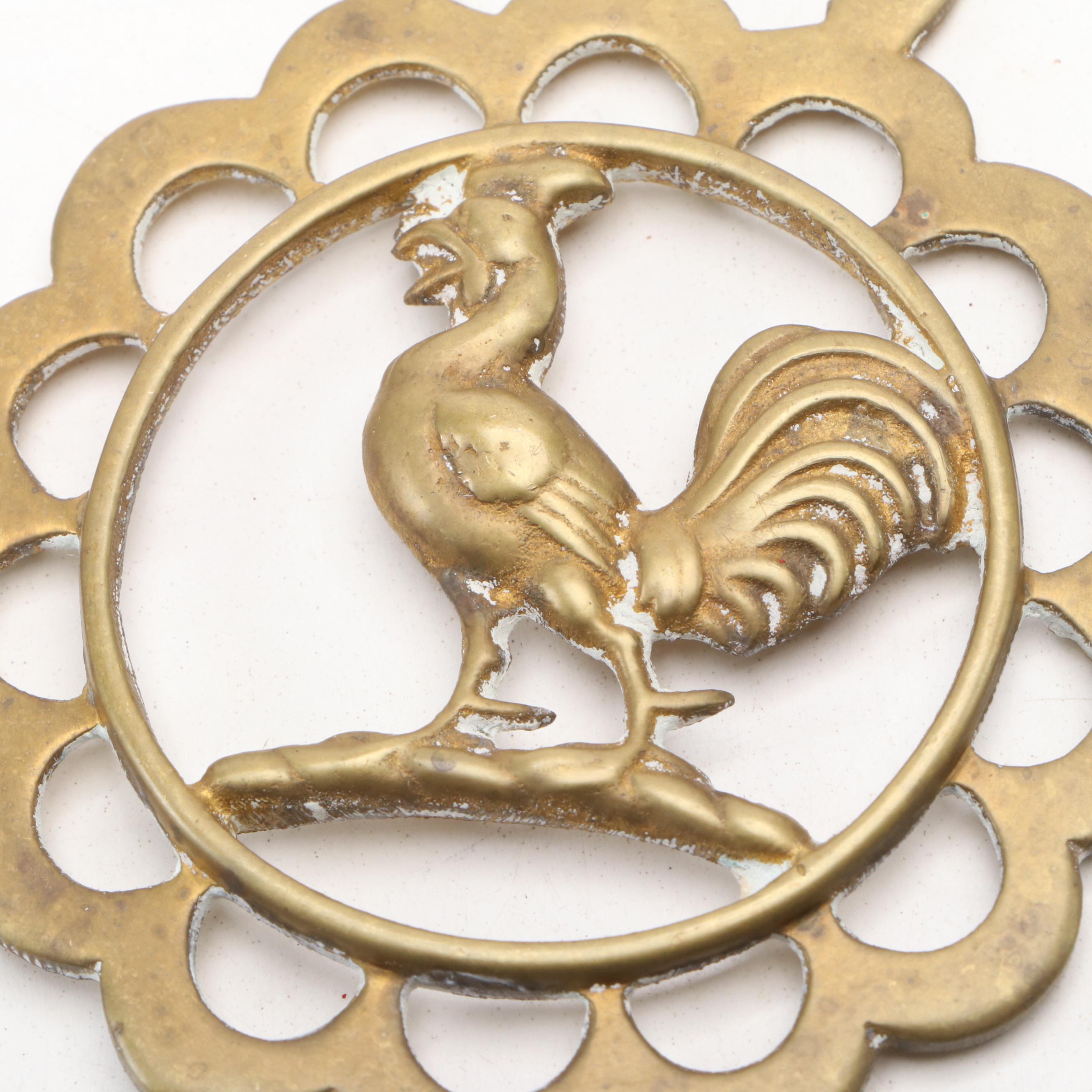 English Style Horse and Rooster Harness Brasses