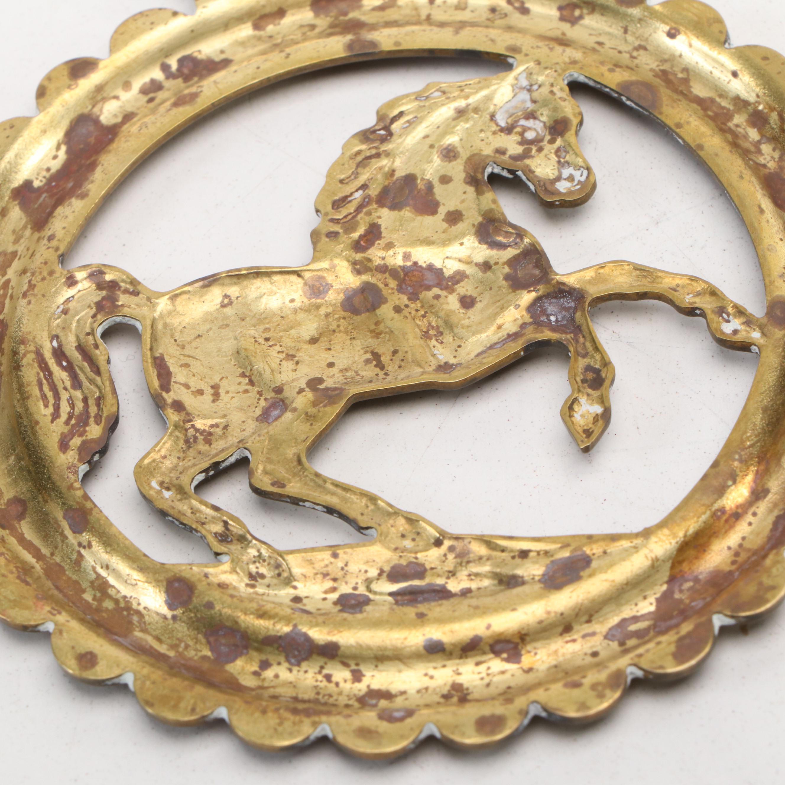 English Style Horse and Rooster Harness Brasses