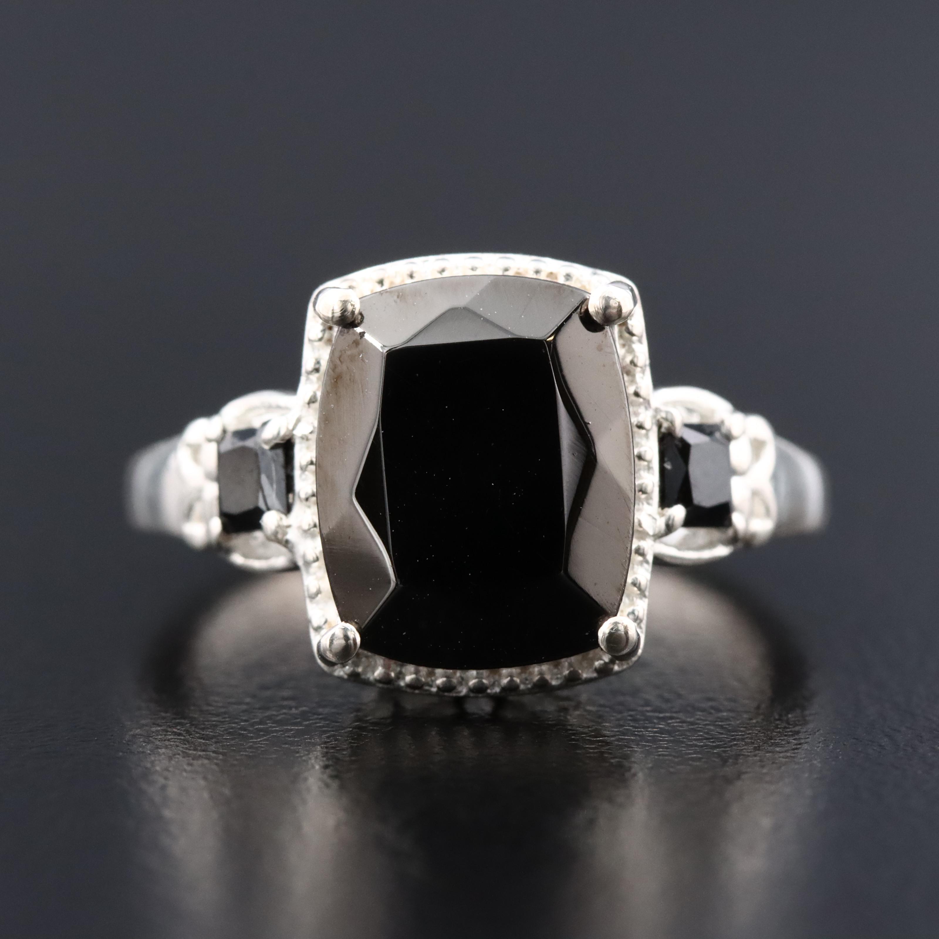 Sterling Shungite Three Stone Ring