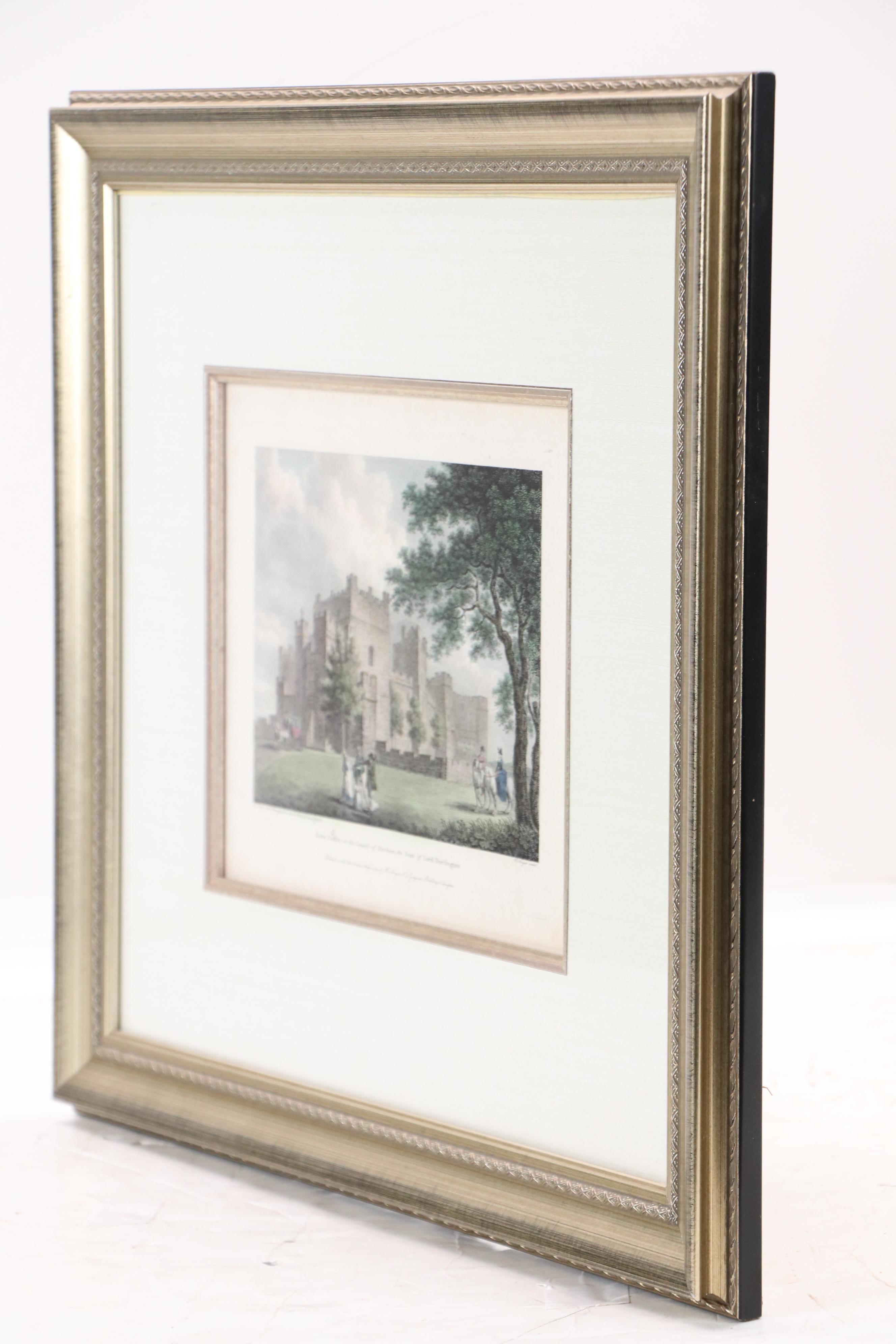 English Hand-Colored Engraving of Raby Castle, Mid to Late 19th Century