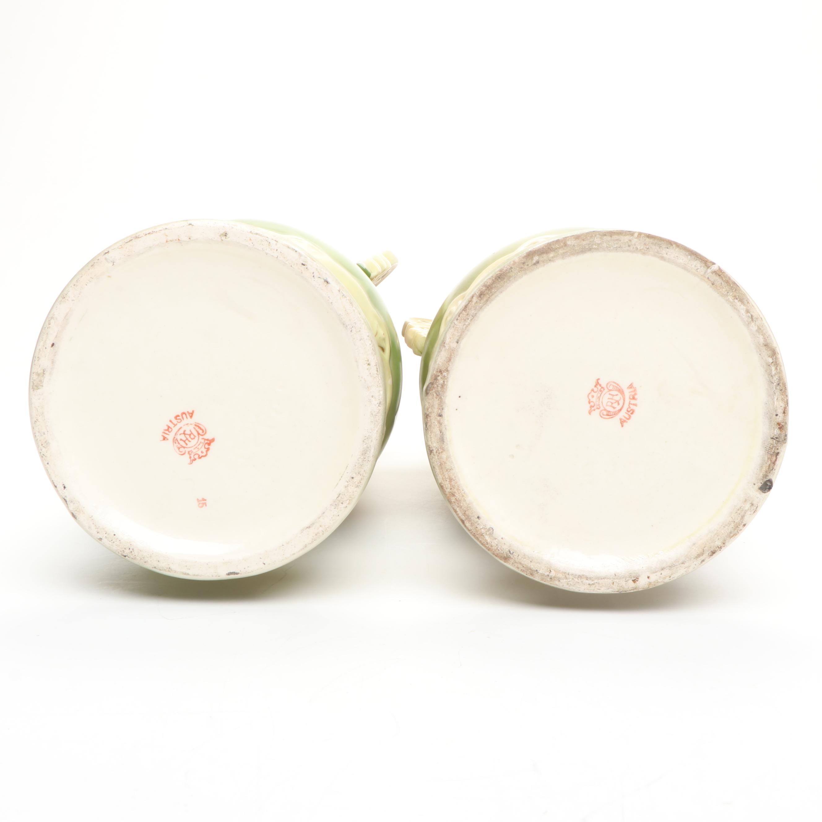 Robert Hanke Austrian Hand-Painted Floral Porcelain Vases