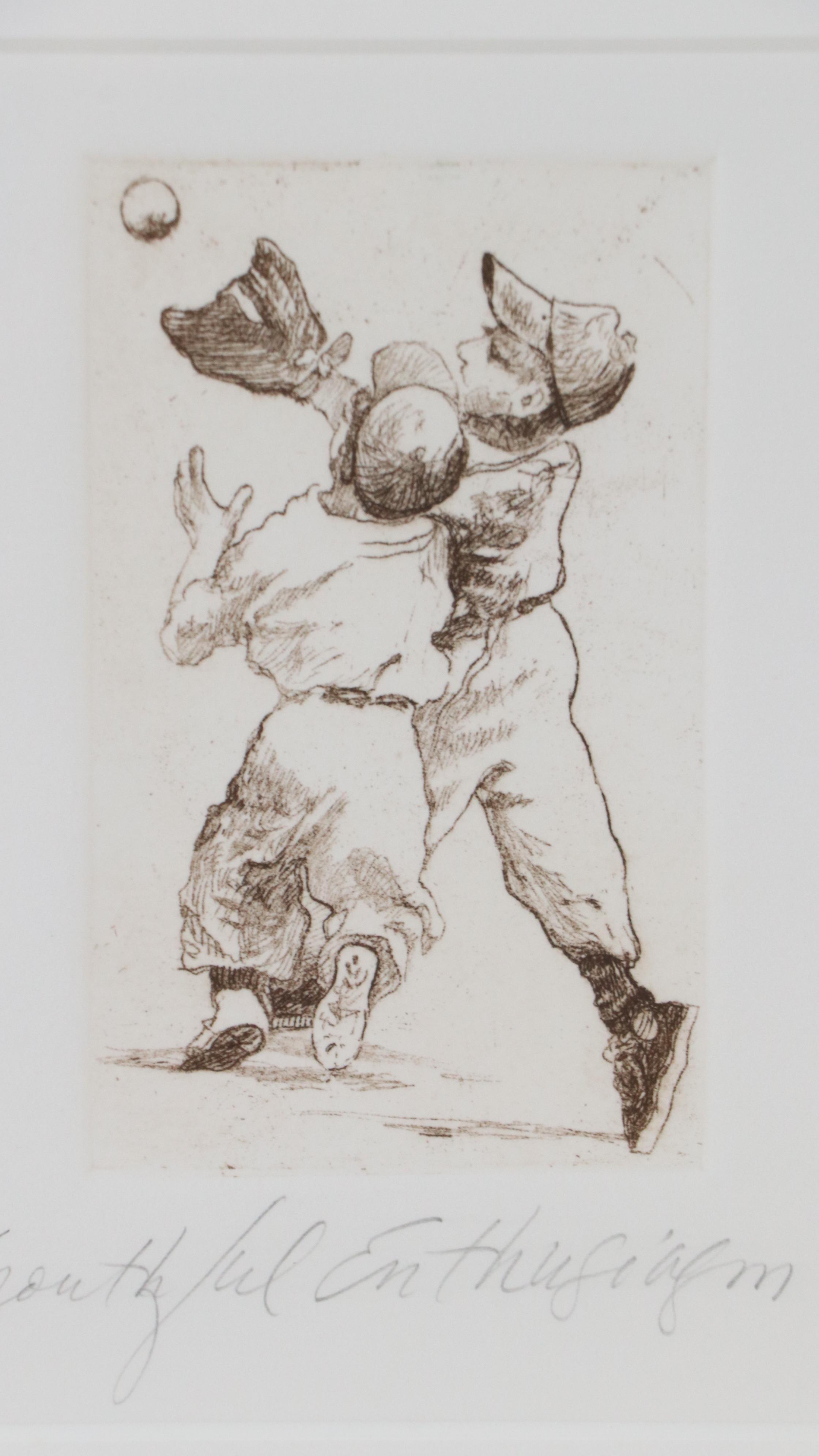 Deborah Geurtze Baseball Etching "Youthful Enthusiam"