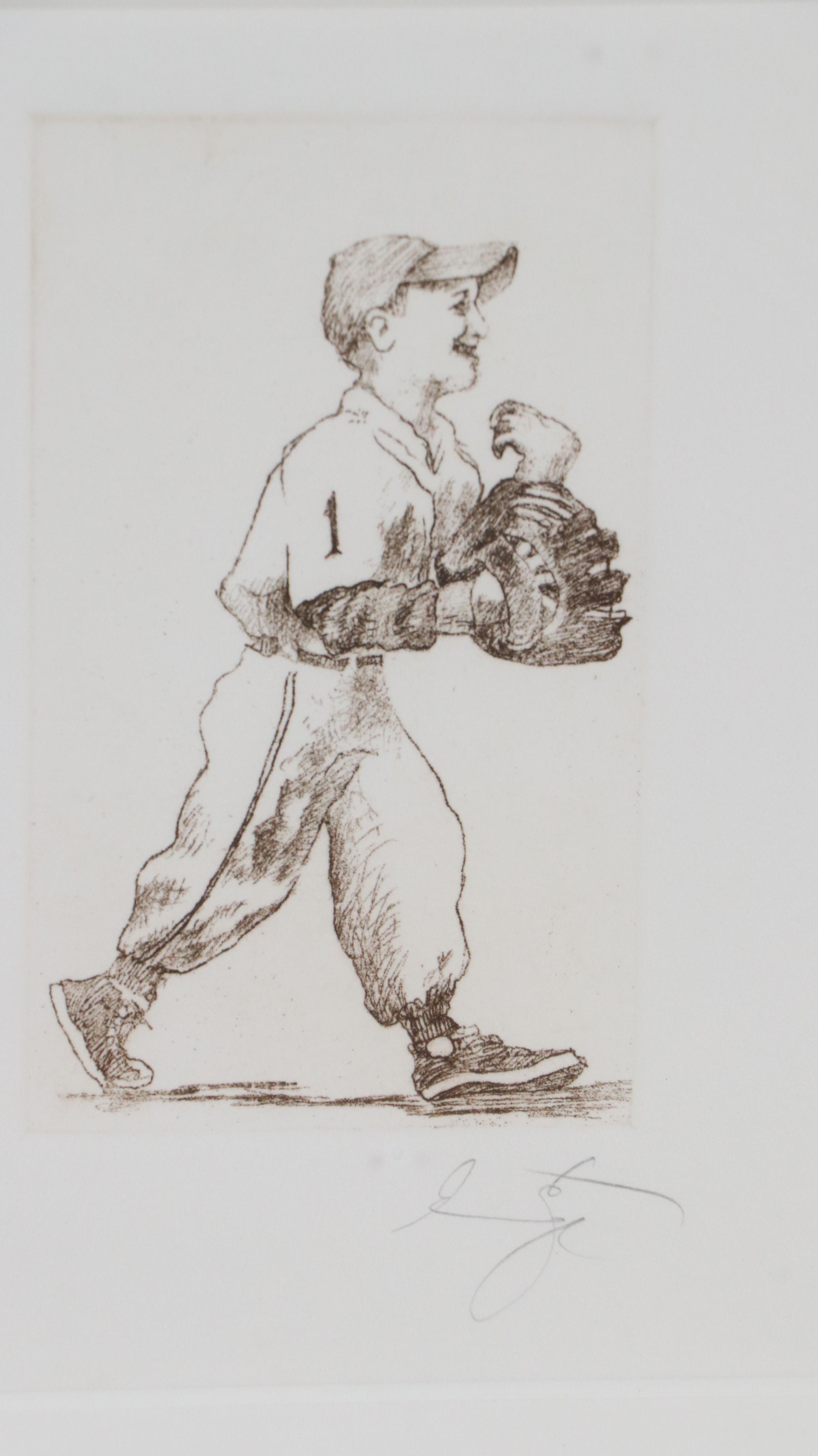 Deborah Geurtze Baseball Etching "Youthful Enthusiam"