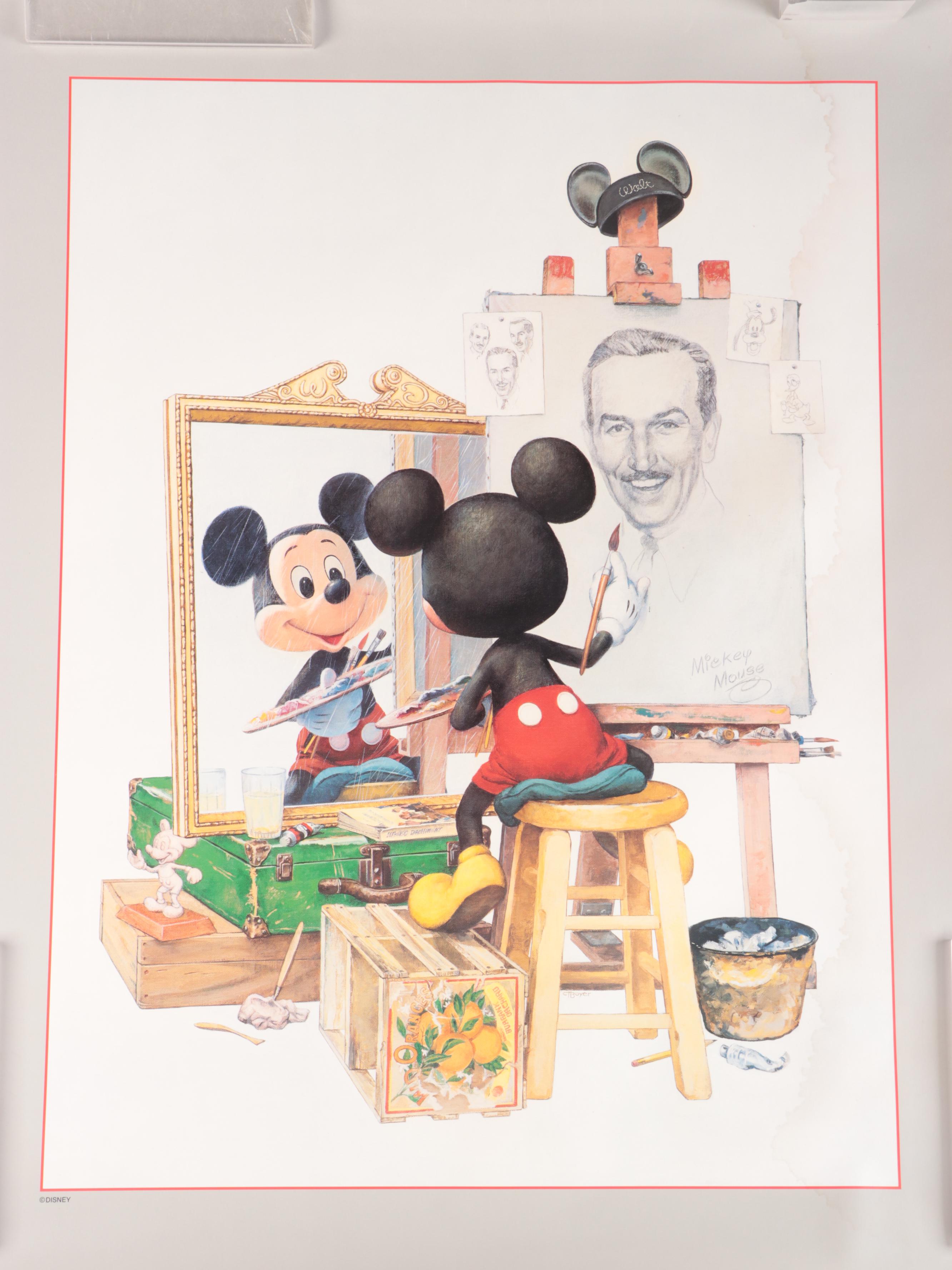 Charles Boyer "Mickey Mouse Self-Portrait" Lithograph Poster