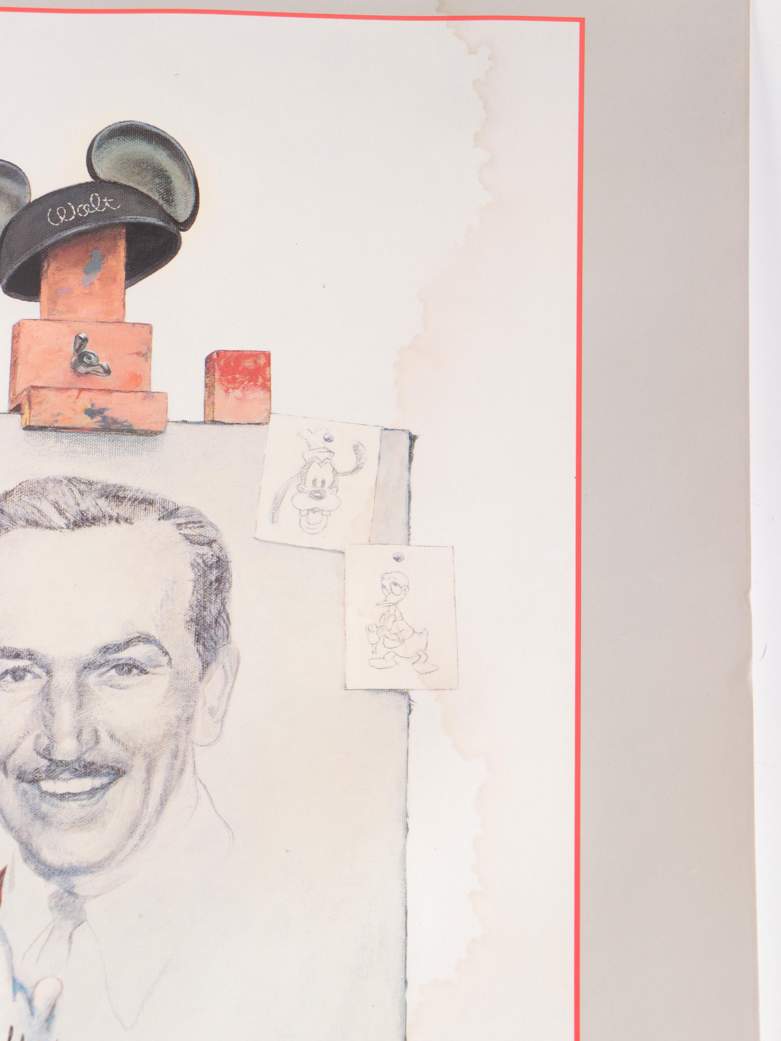 Charles Boyer "Mickey Mouse Self-Portrait" Lithograph Poster