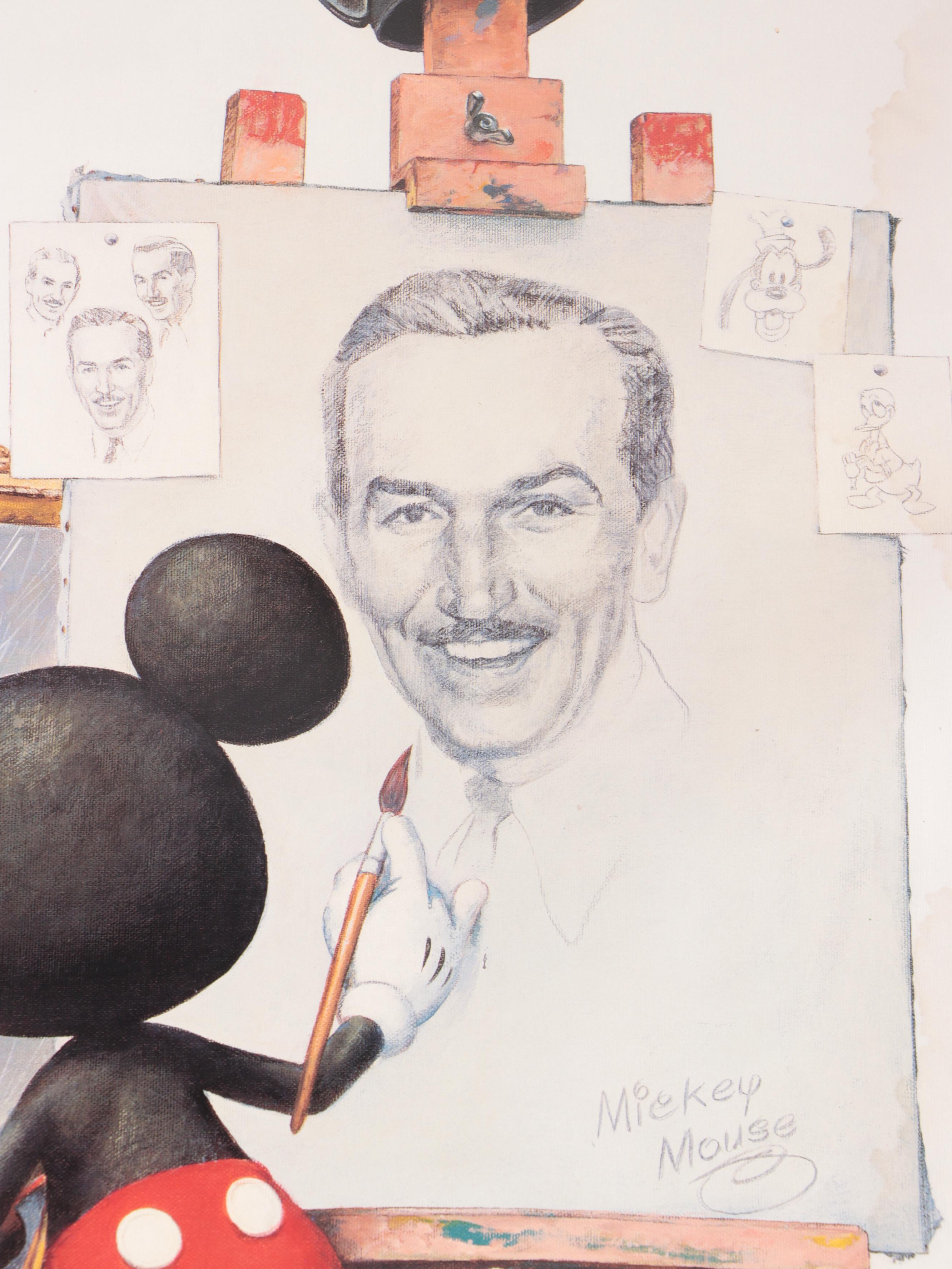 Charles Boyer "Mickey Mouse Self-Portrait" Lithograph Poster
