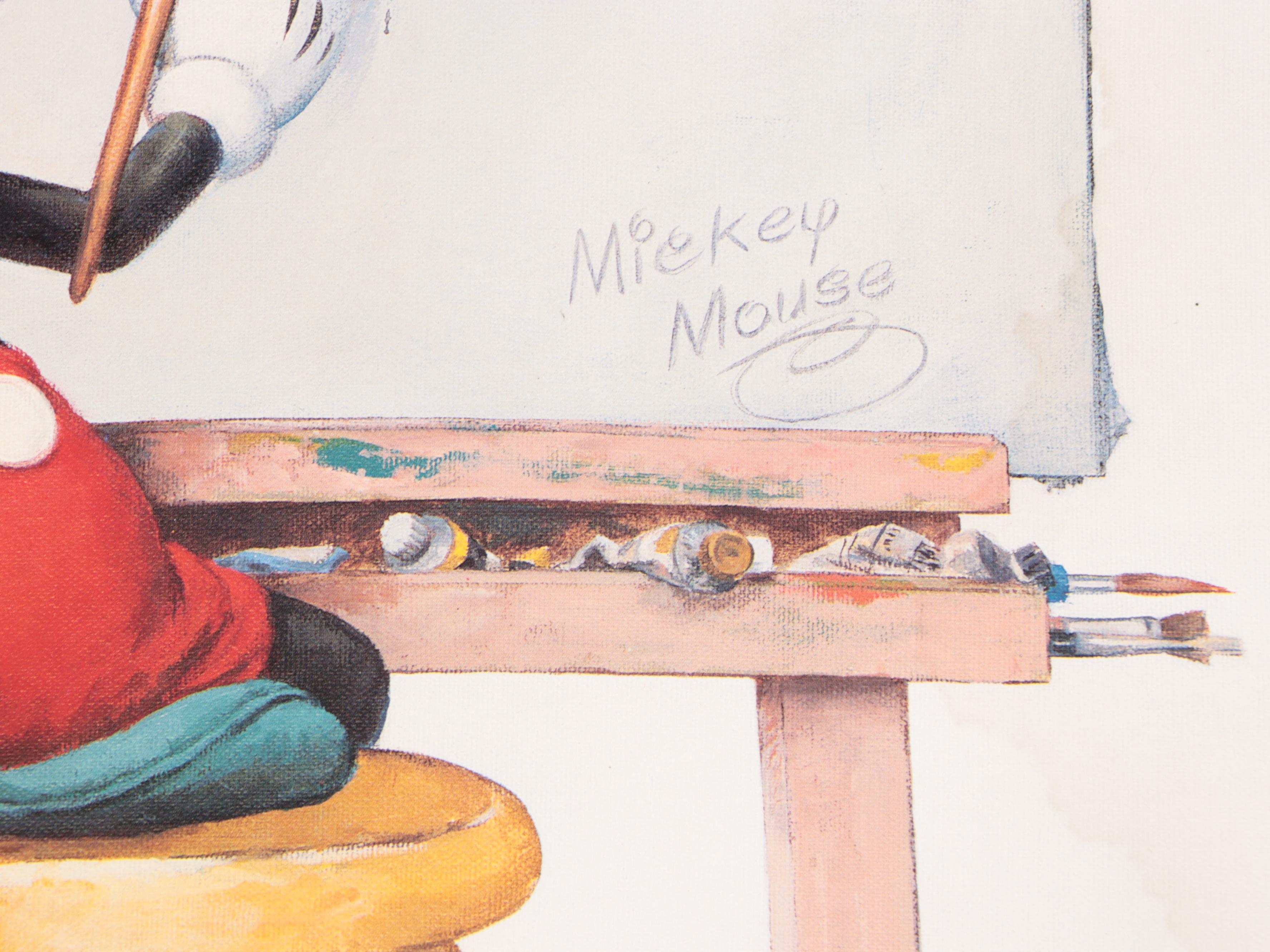 Charles Boyer "Mickey Mouse Self-Portrait" Lithograph Poster