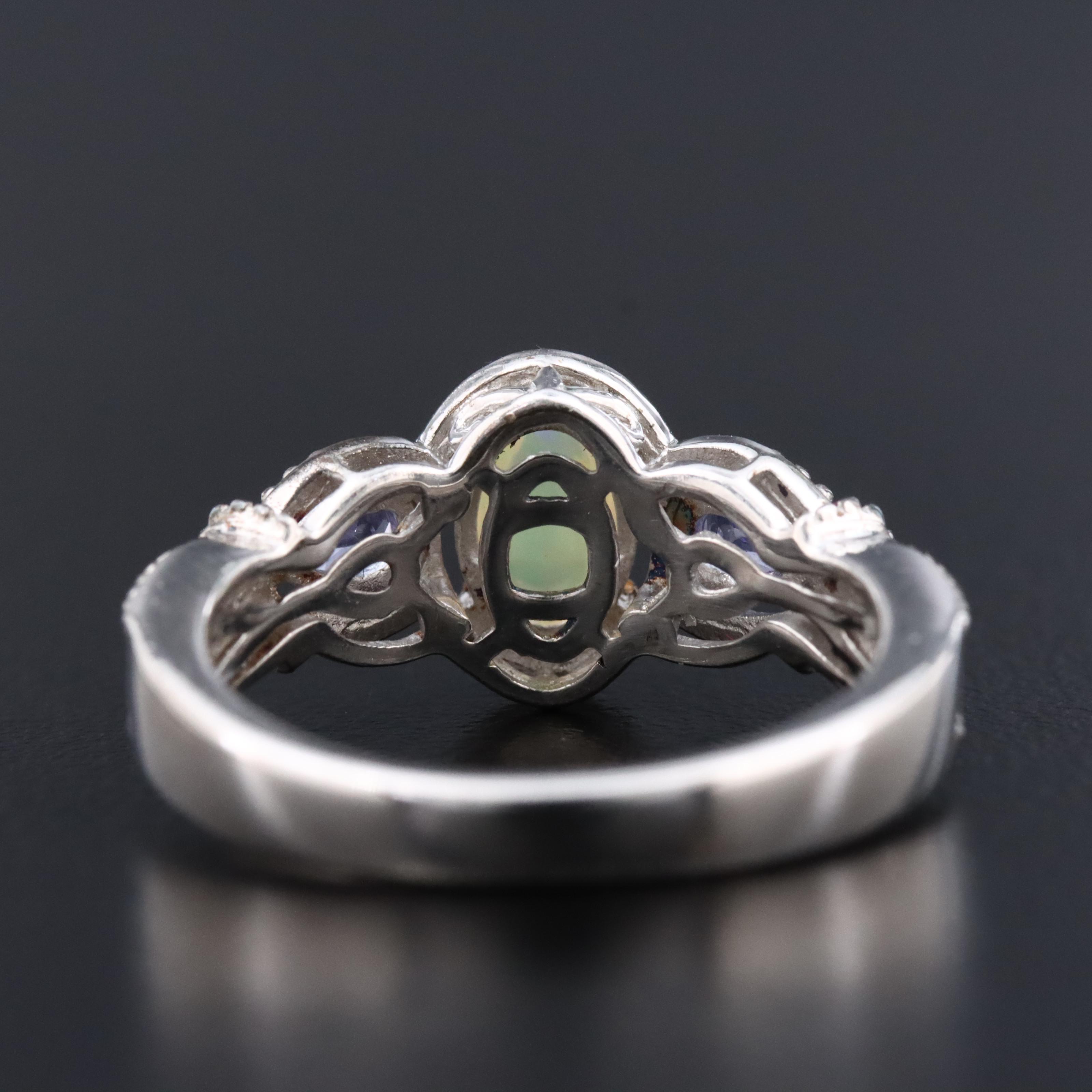 Sterling Opal and Tanzanite Ring