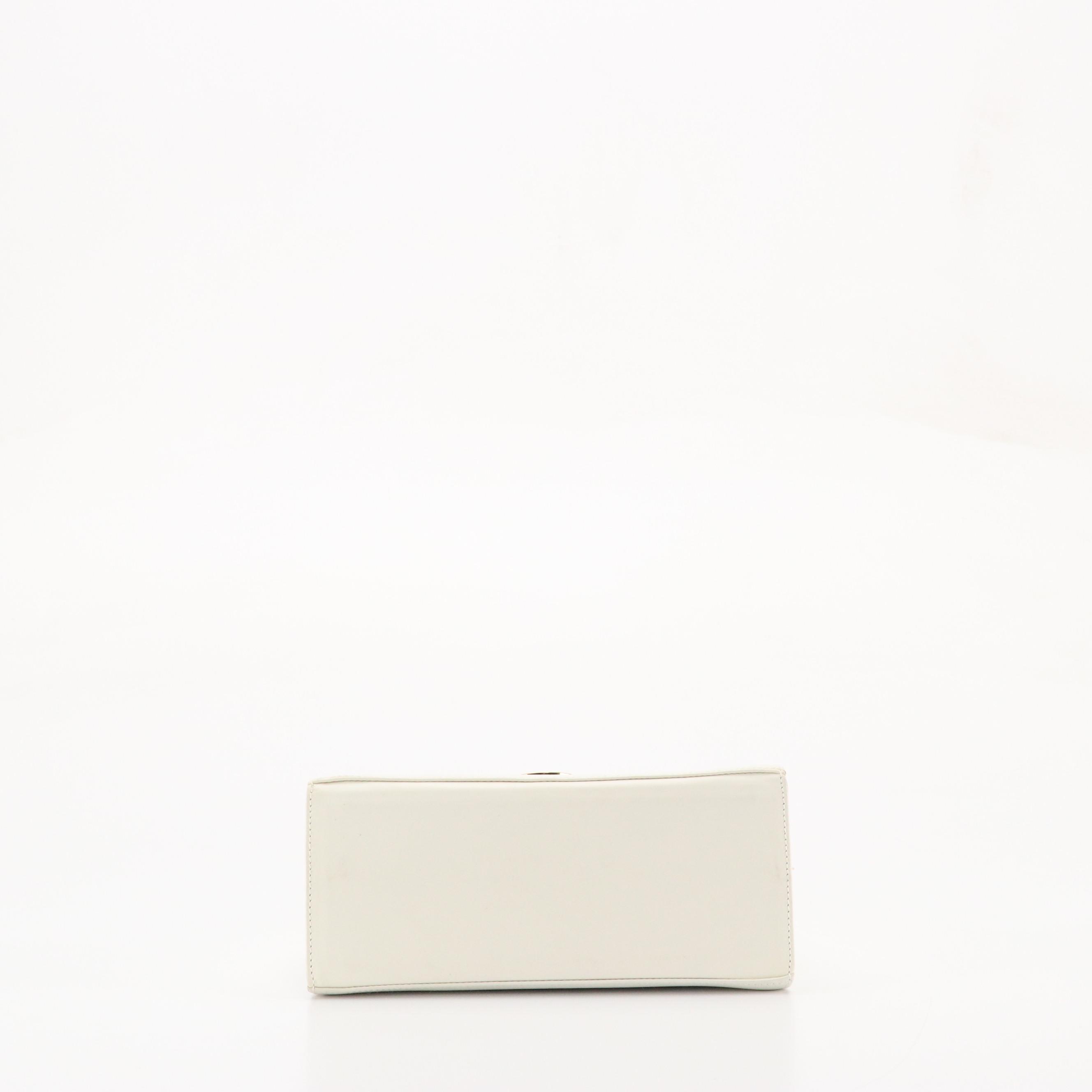Salvatore Ferragamo Gancini Top Handle Two-Way Bag in White Leather