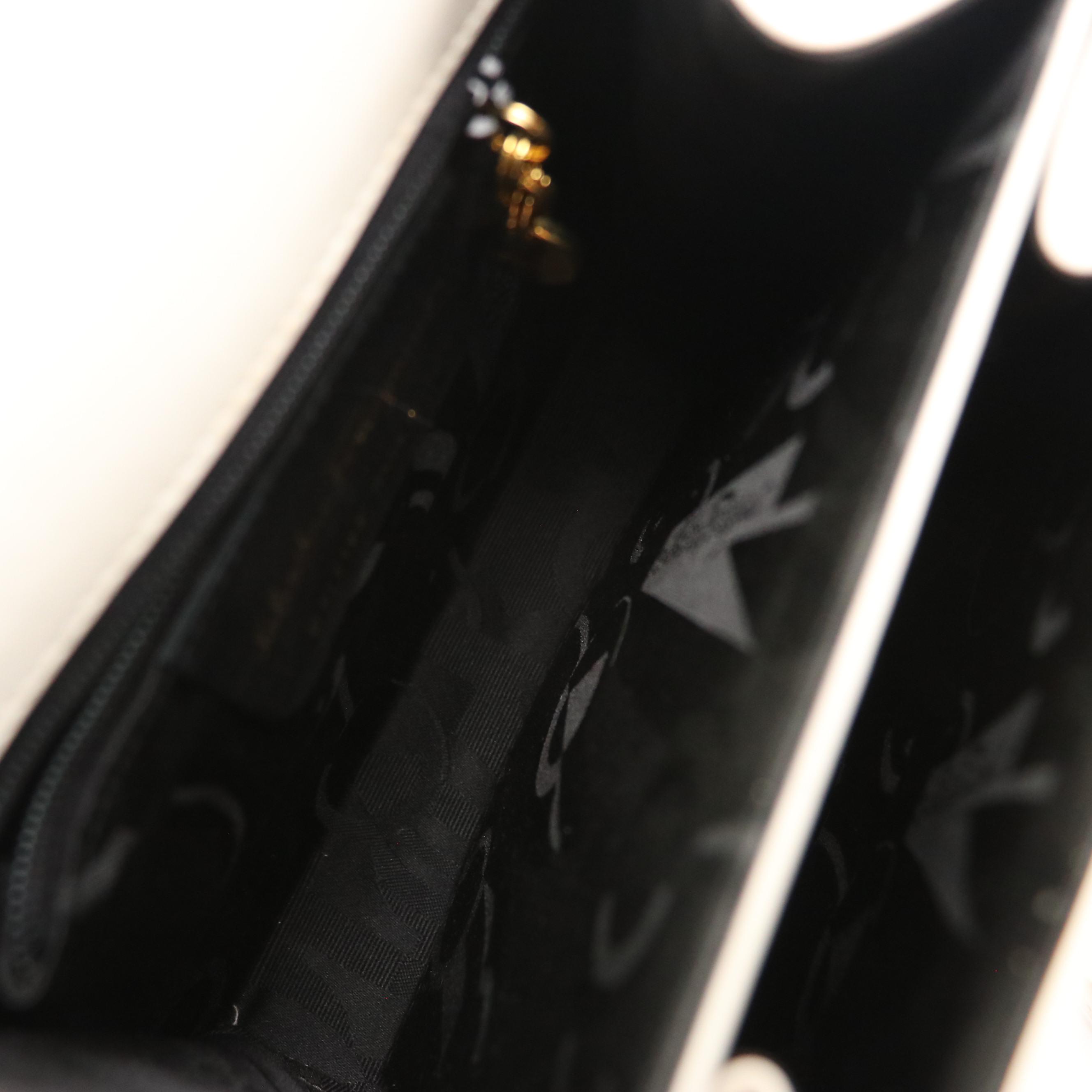 Salvatore Ferragamo Gancini Top Handle Two-Way Bag in White Leather