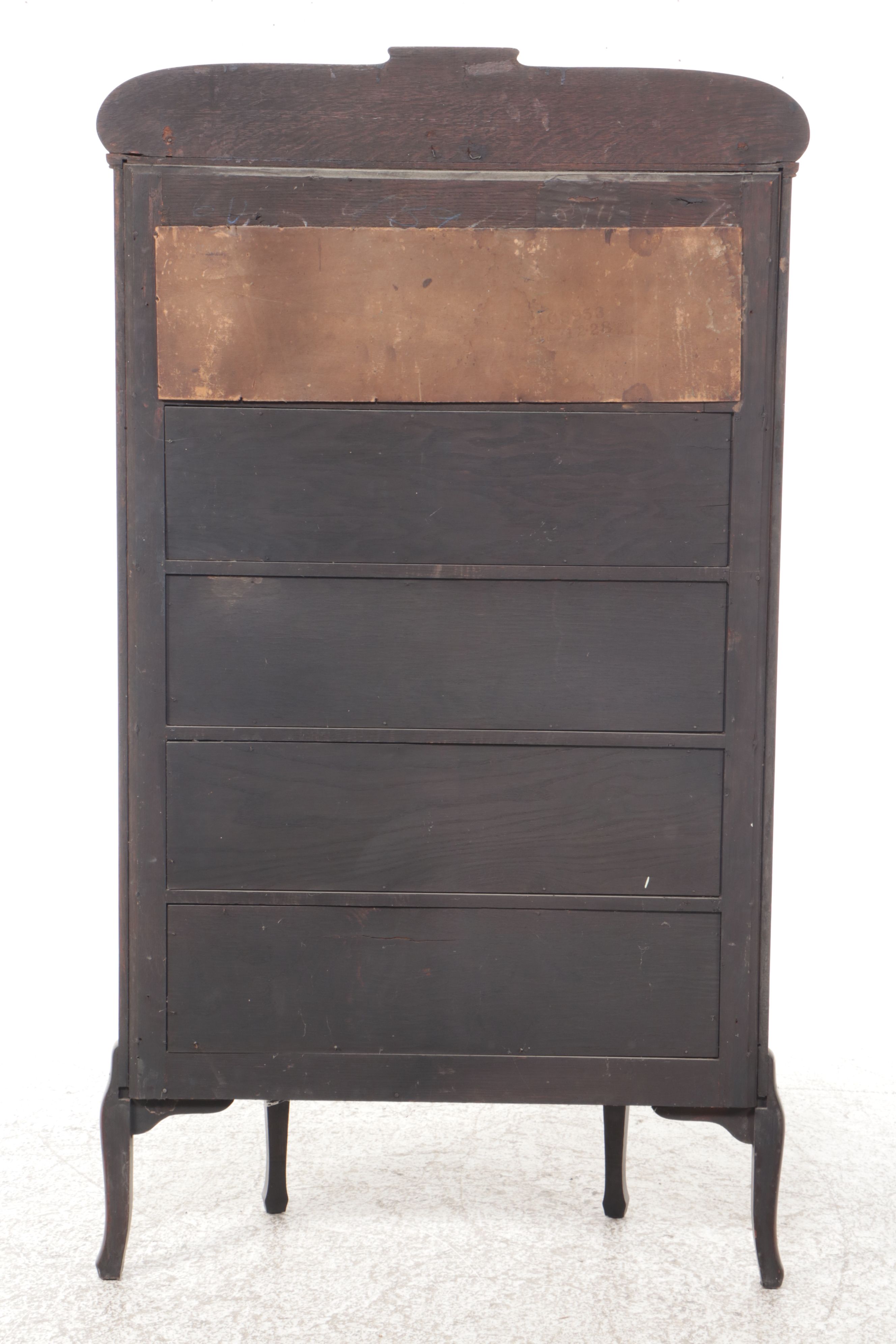 Victorian Carved Oak Curved-Front Display Cabinet, Early 20th Century