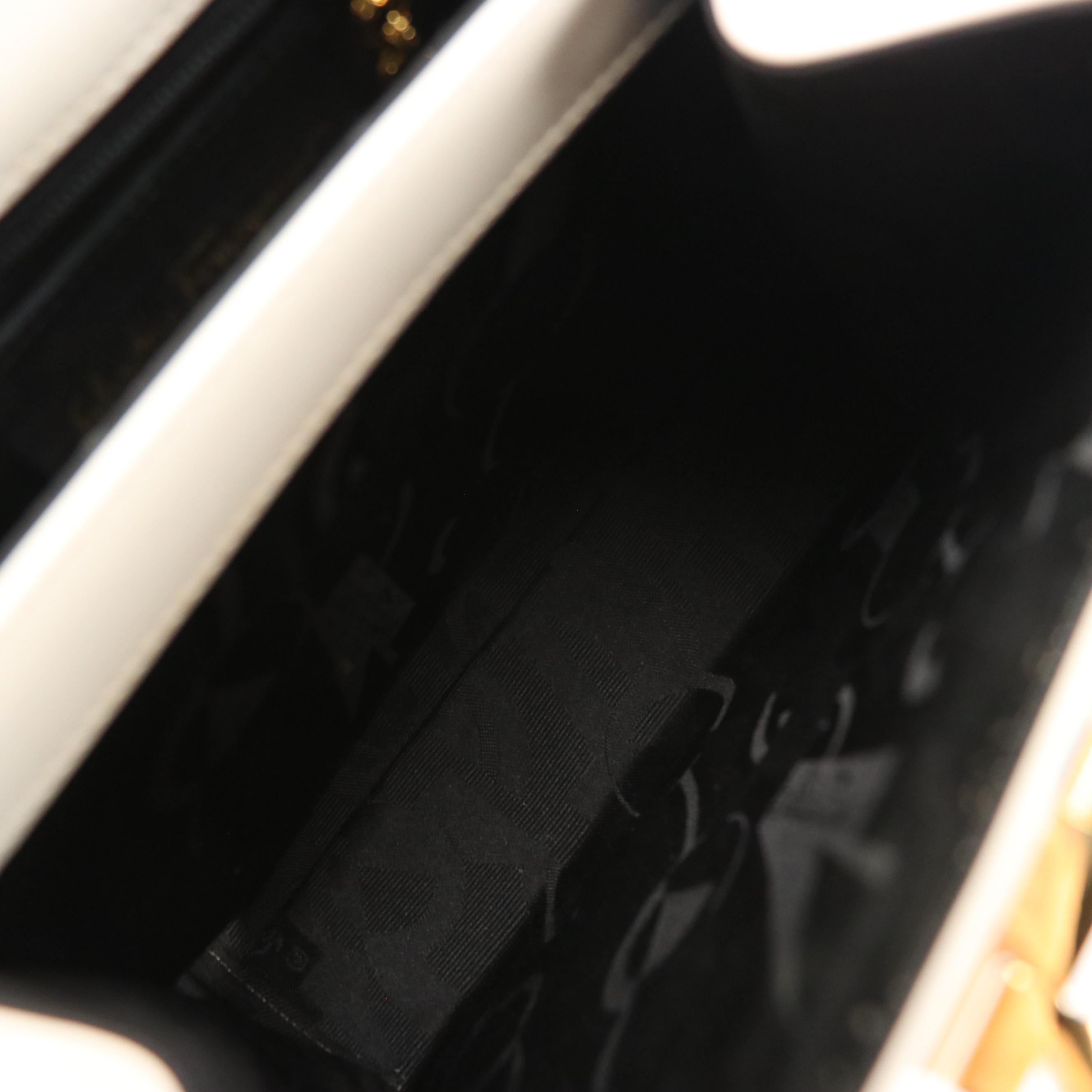 Salvatore Ferragamo Gancini Top Handle Two-Way Bag in White Leather