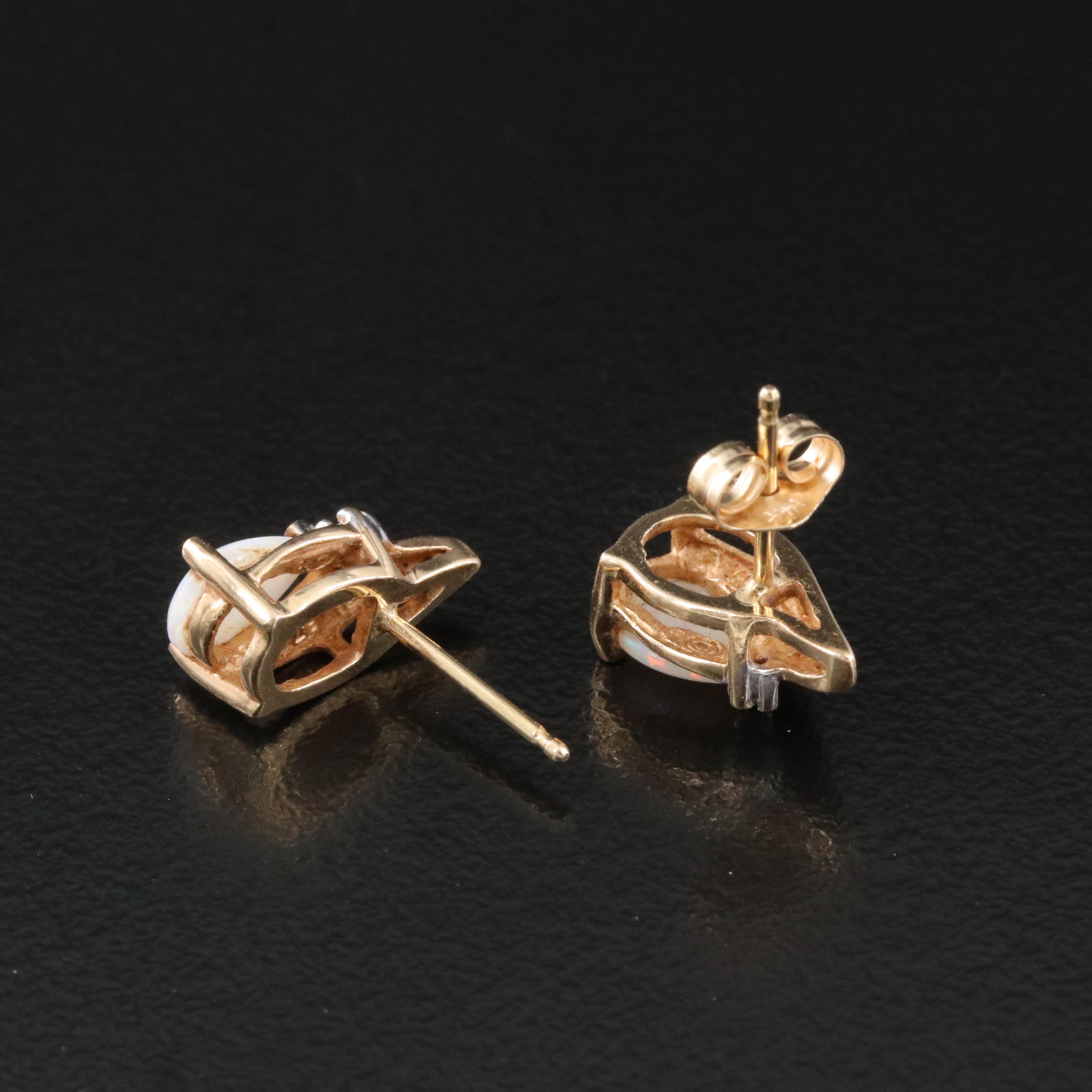 14K Opal and Diamond Earrings
