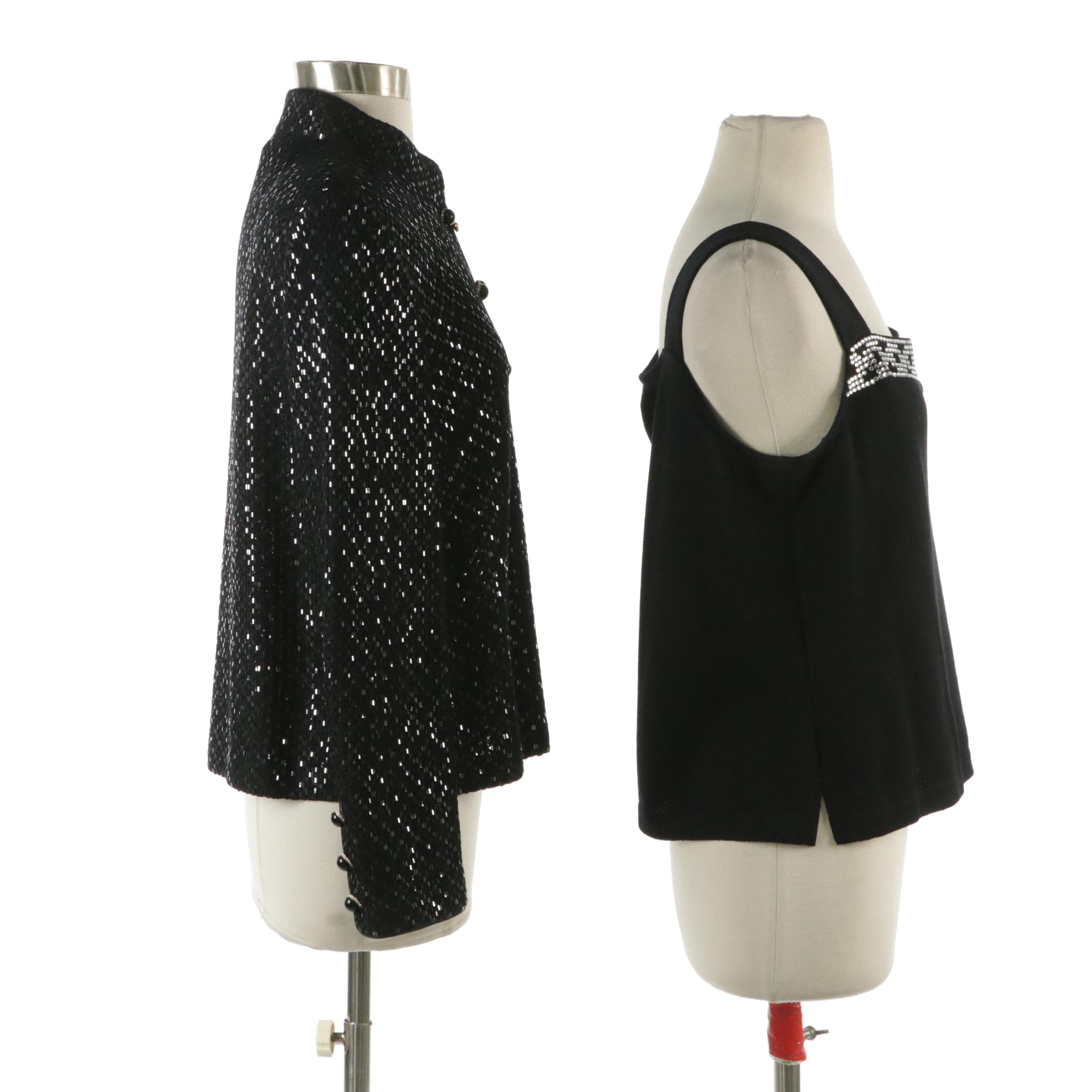 St. John Evening Paillette Sequined Jacket & St. John Embellished Sleeveless Top