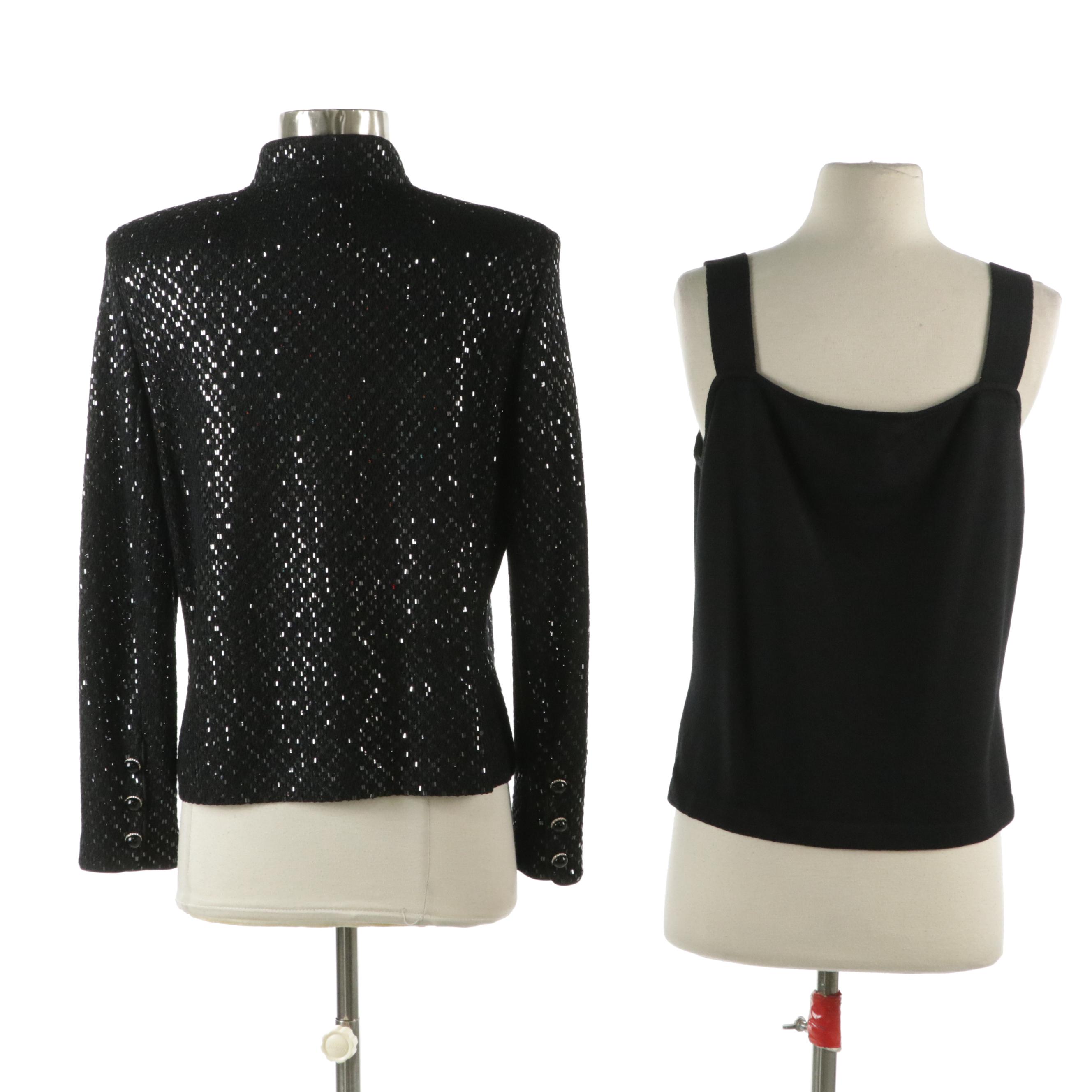 St. John Evening Paillette Sequined Jacket & St. John Embellished Sleeveless Top