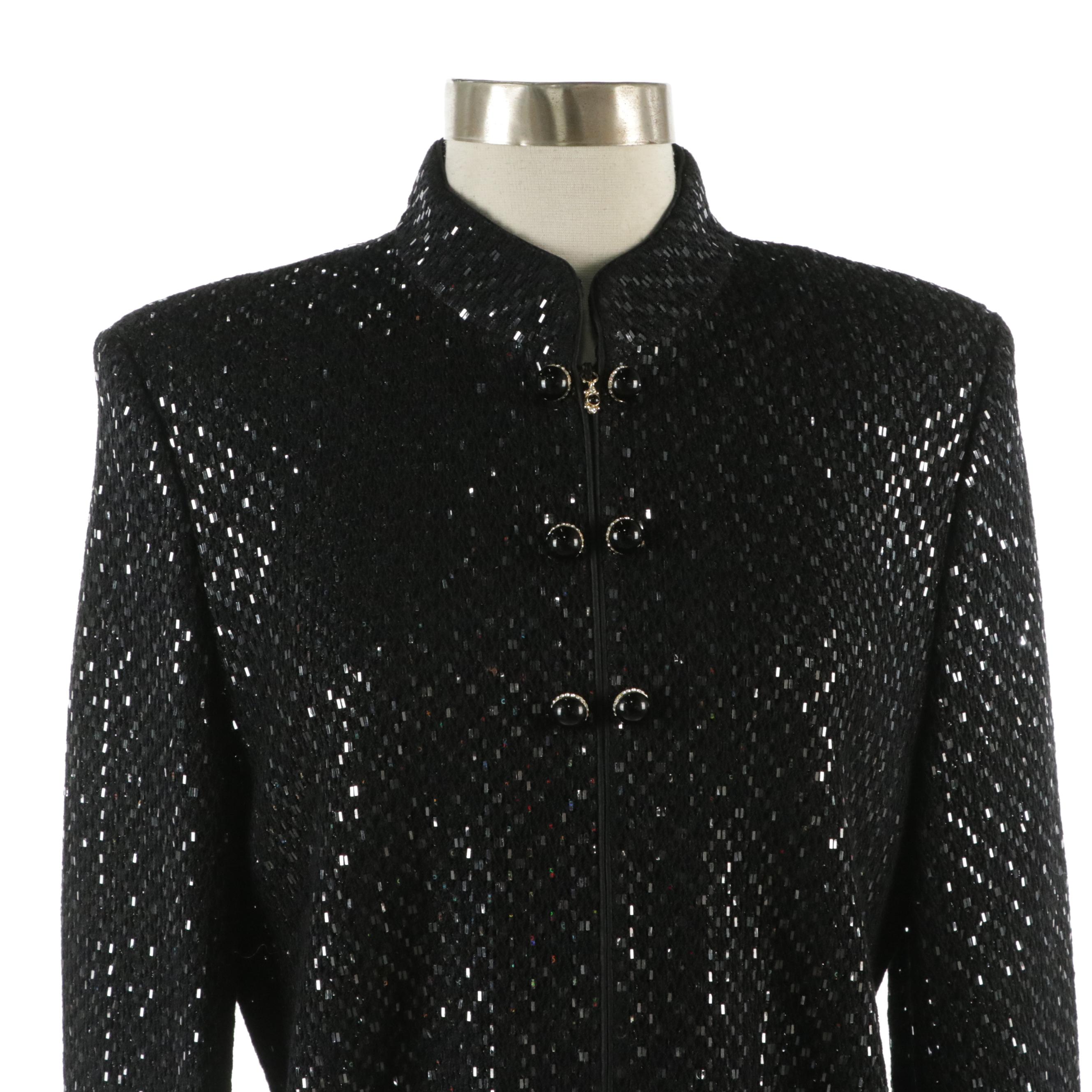 St. John Evening Paillette Sequined Jacket & St. John Embellished Sleeveless Top