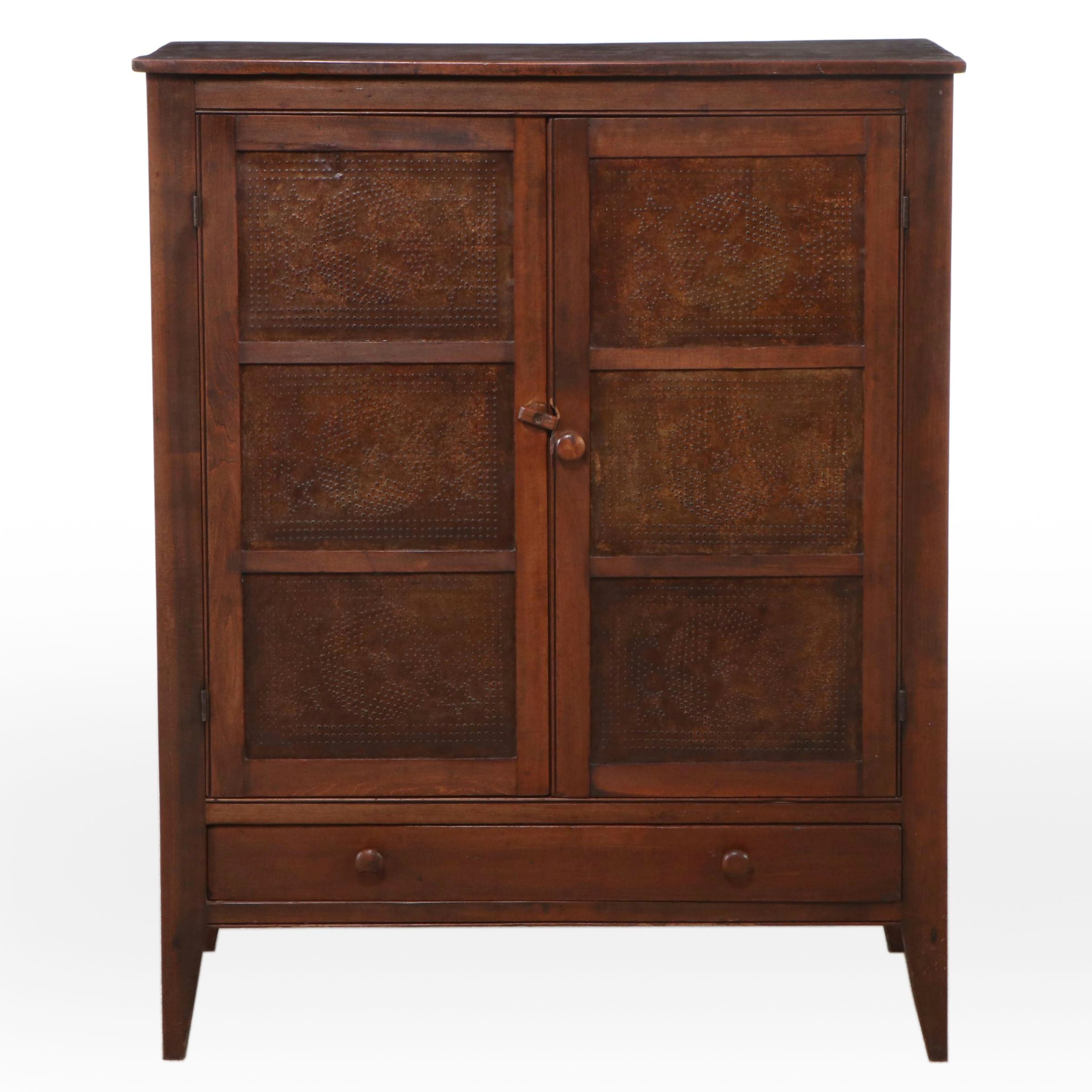 Arts & Crafts Style Food Safe with Punched-Tin Paneled Doors