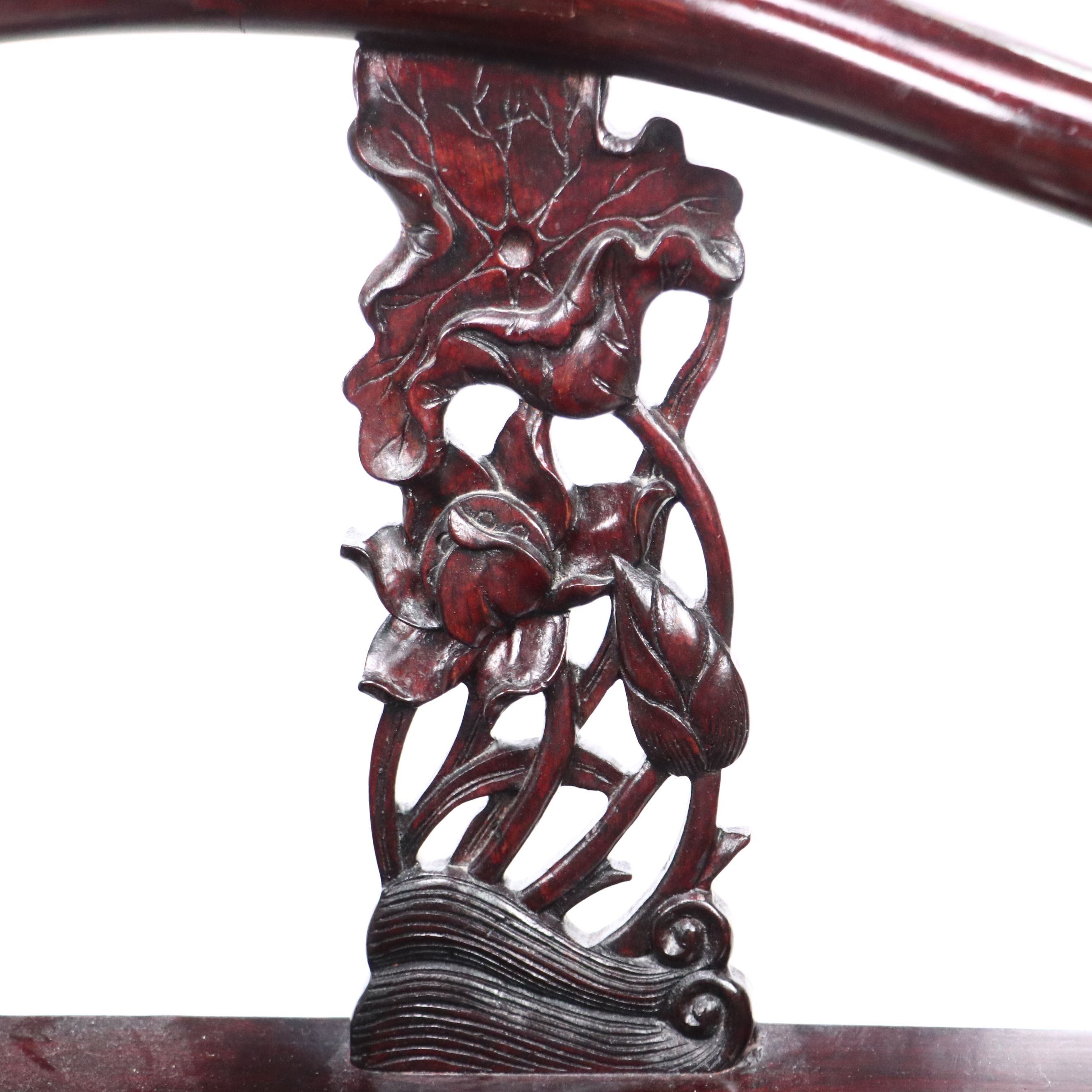 Chinese Style Carved Mahogany Corner Armchair