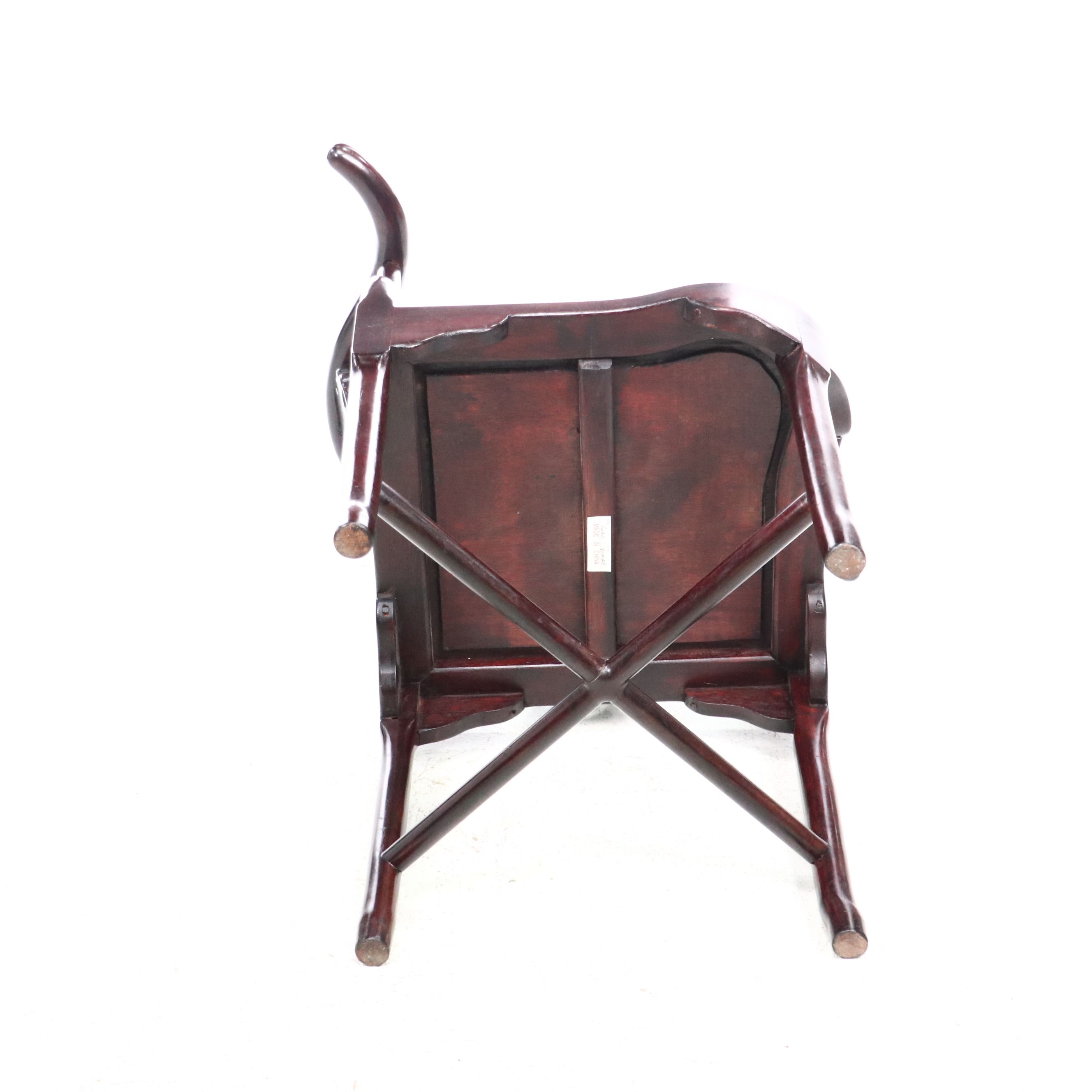 Chinese Style Carved Mahogany Corner Armchair