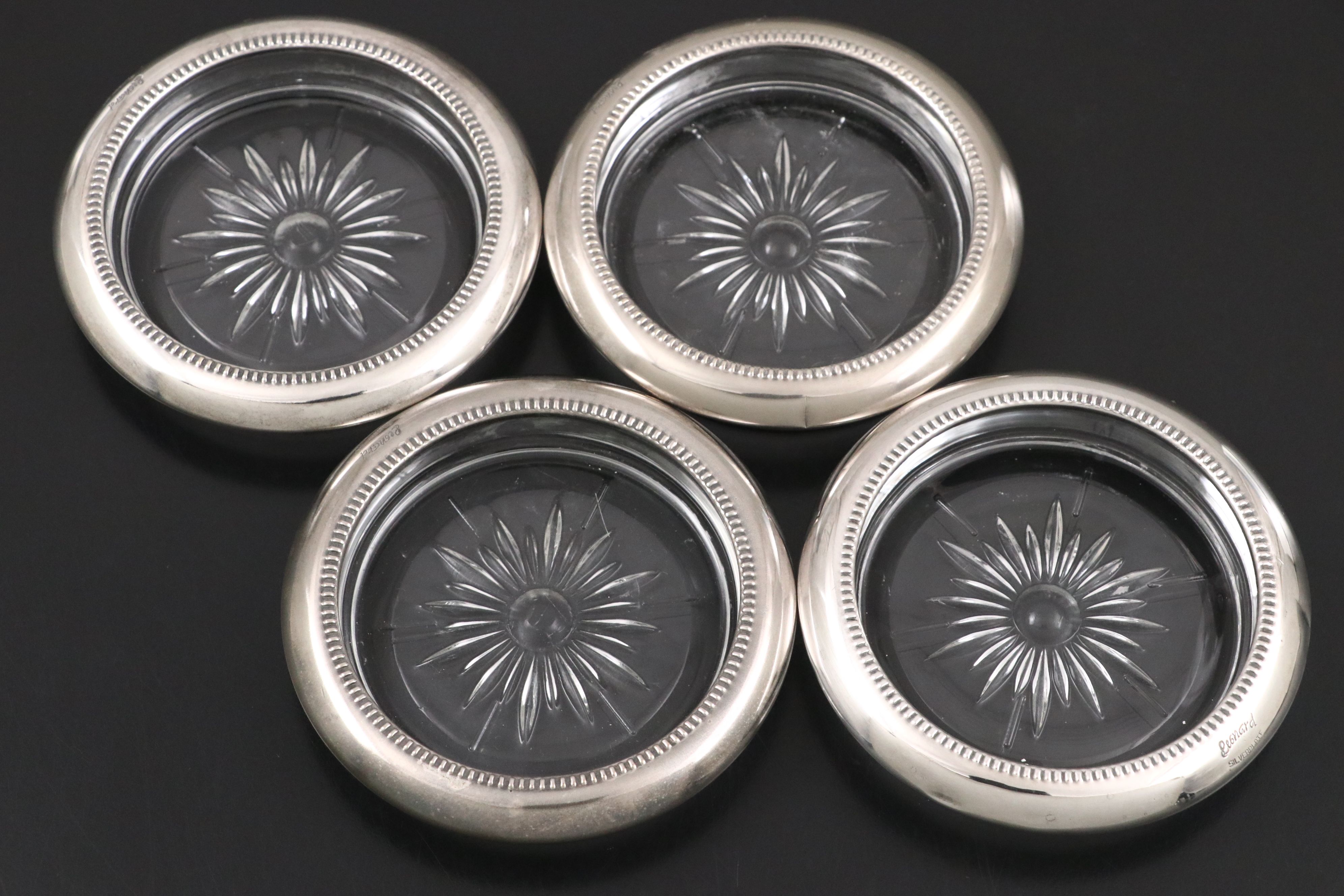 Webster Sterling Foliate Overlay Trivets and Other Coasters, Early to Mid-20th C