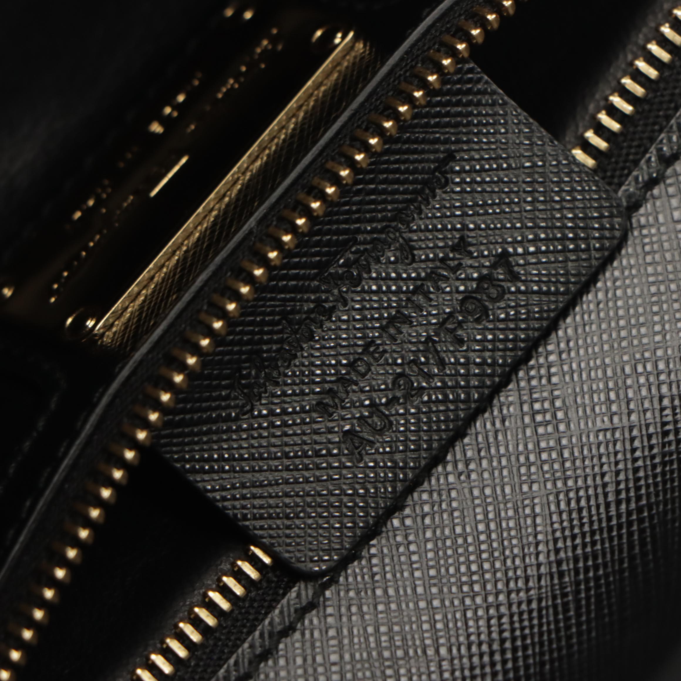 Salvatore Ferragamo Ginny Crossbody Bag in Gold Striped Black Saffiano Leather