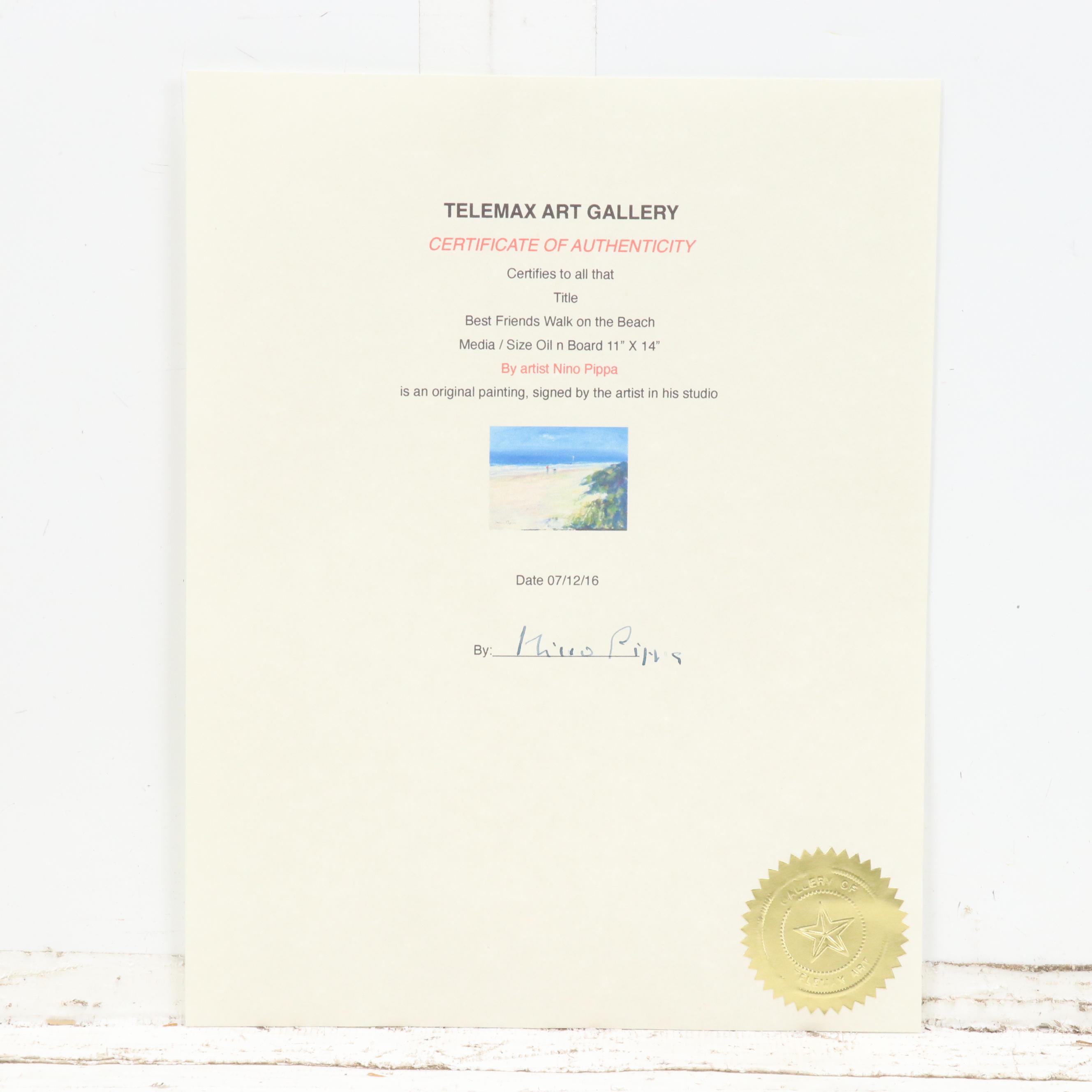 Nino Pippa Oil Painting "Cape Hatteras, Best Friends Walk On The Beach," 2016