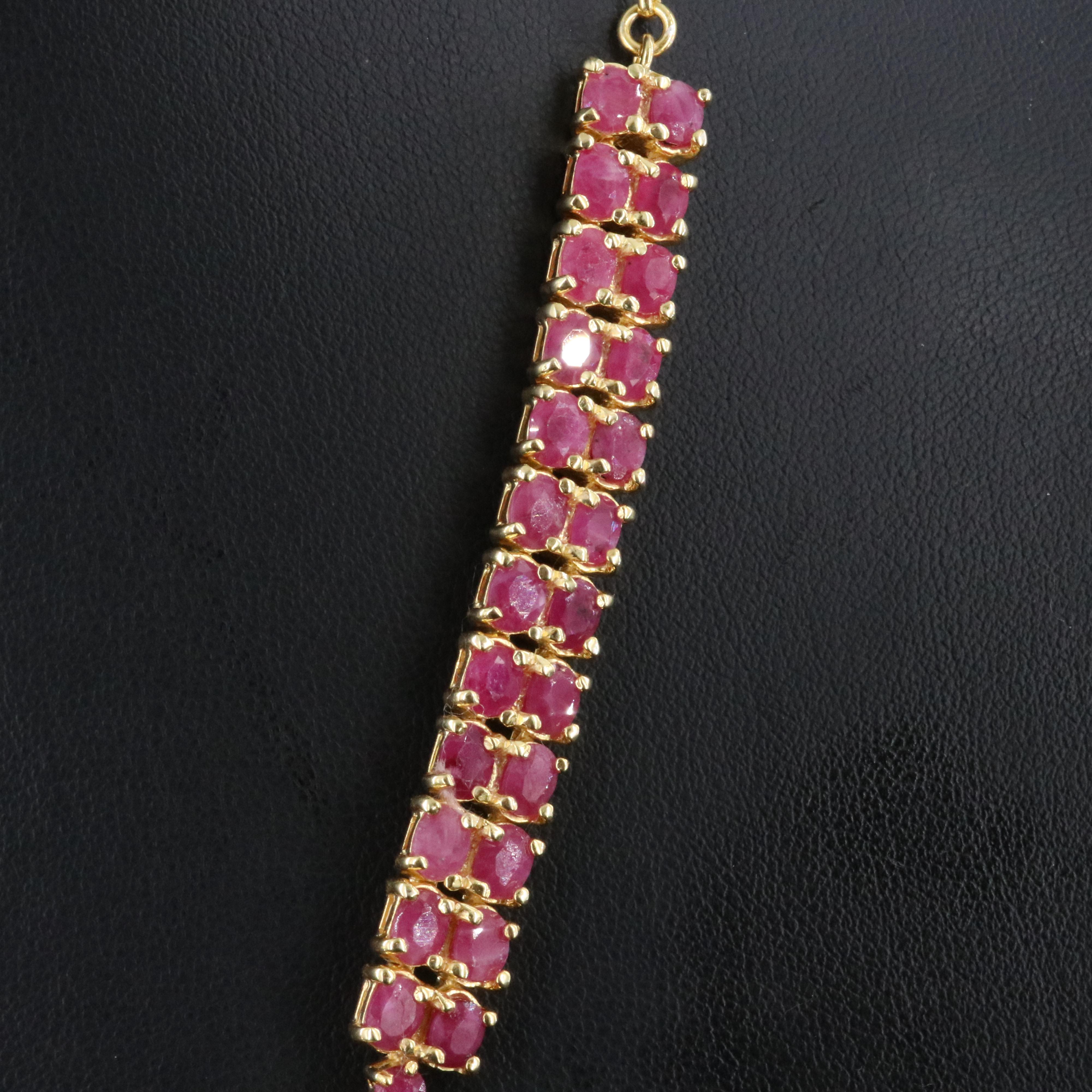 Sterling Emerald and Ruby Flower Y Necklace