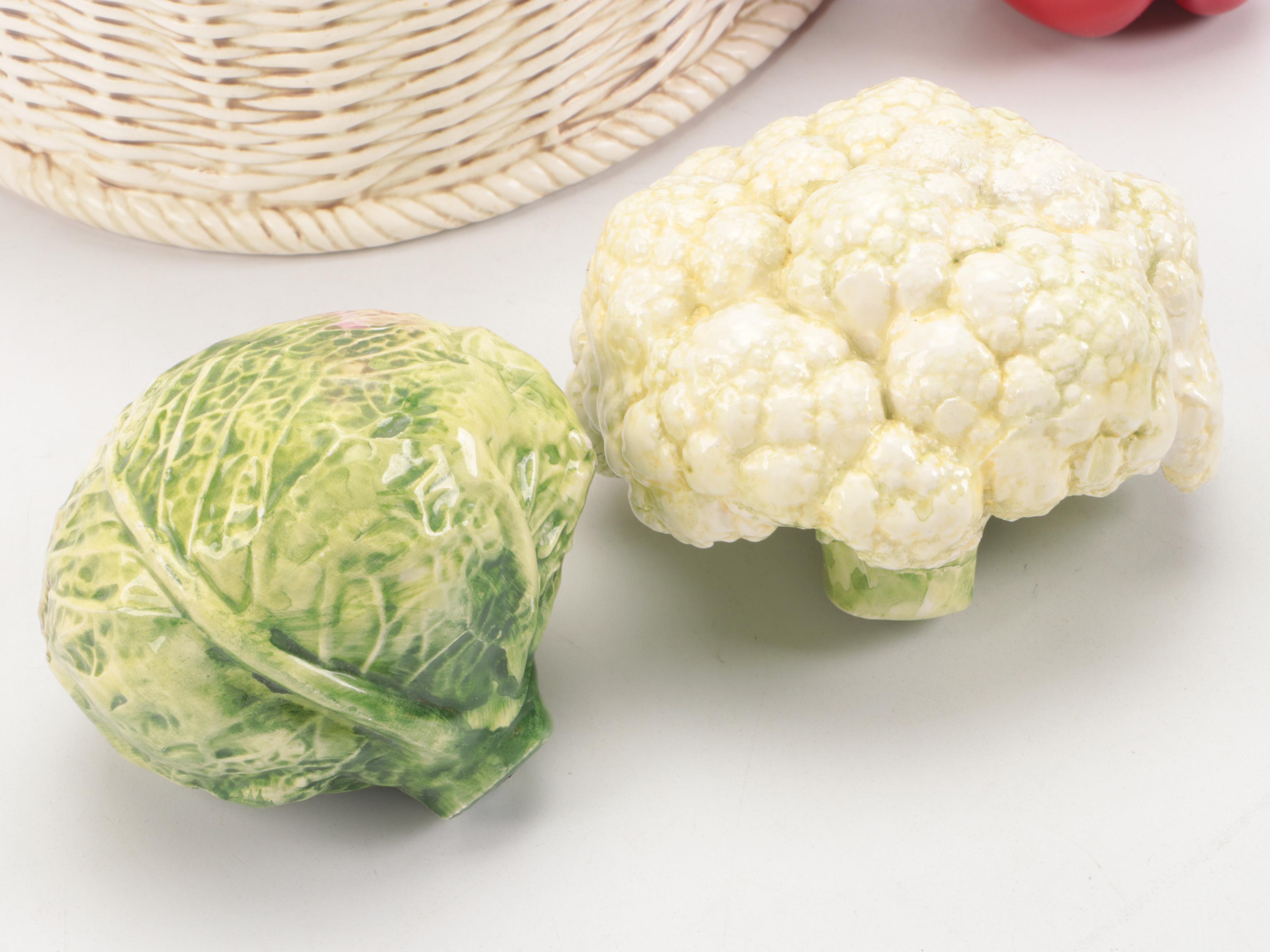 Fitz & Floyd Ceramic Basket with Decorative Vegetables