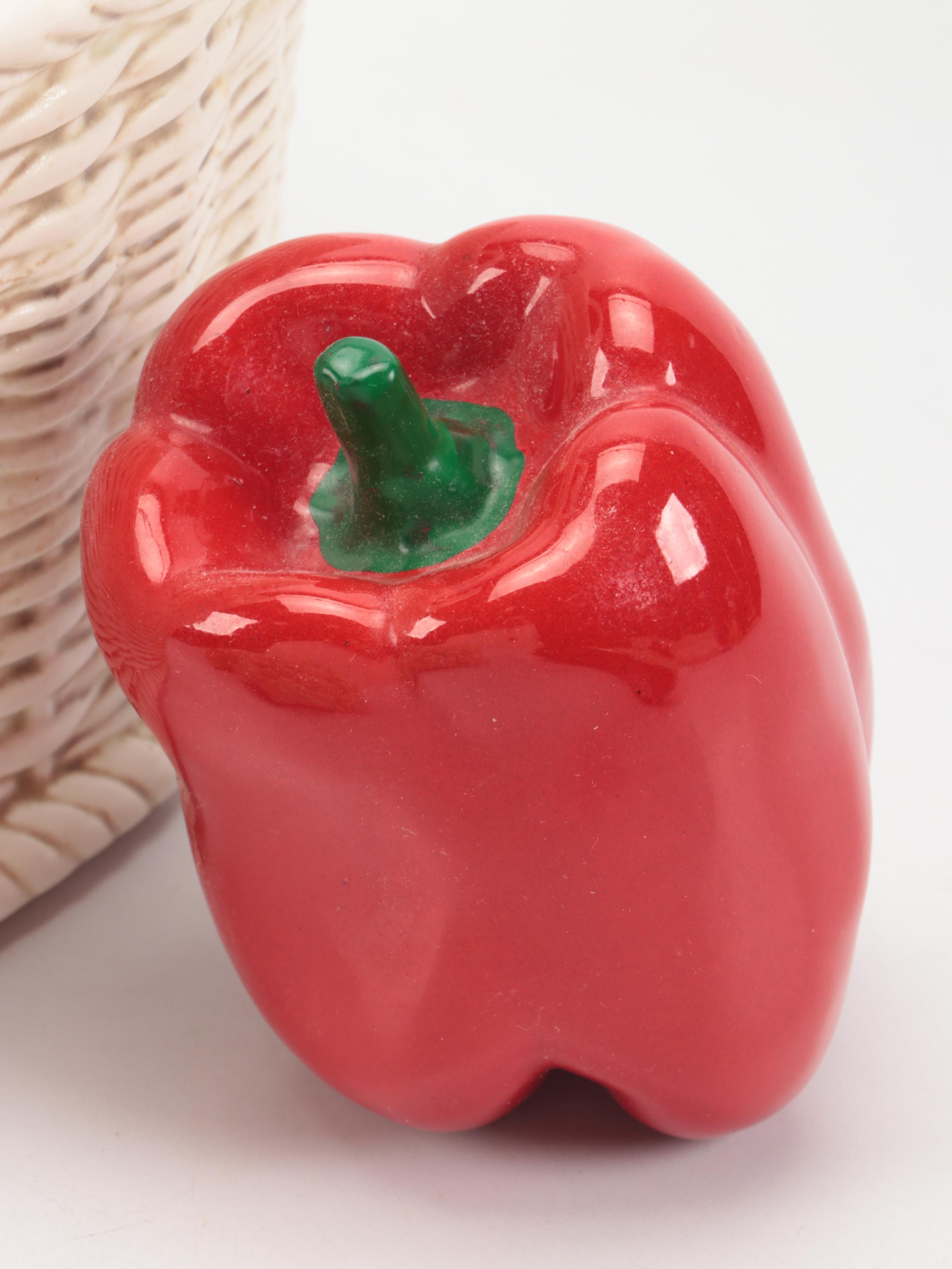 Fitz & Floyd Ceramic Basket with Decorative Vegetables