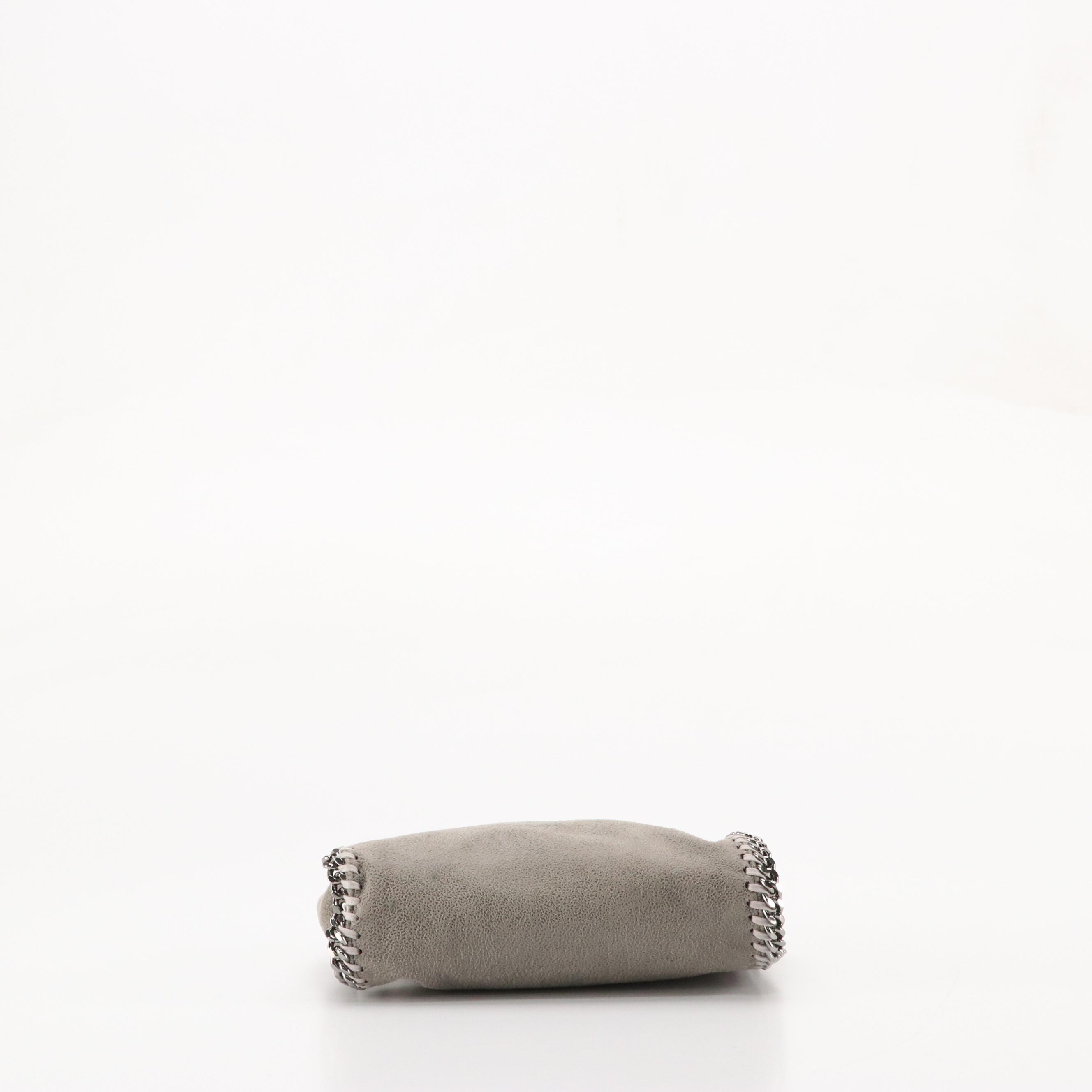 Stella Mccartney Mini Falabella Chain Strap Bag in Grey Shaggy Deer Faux-Leather